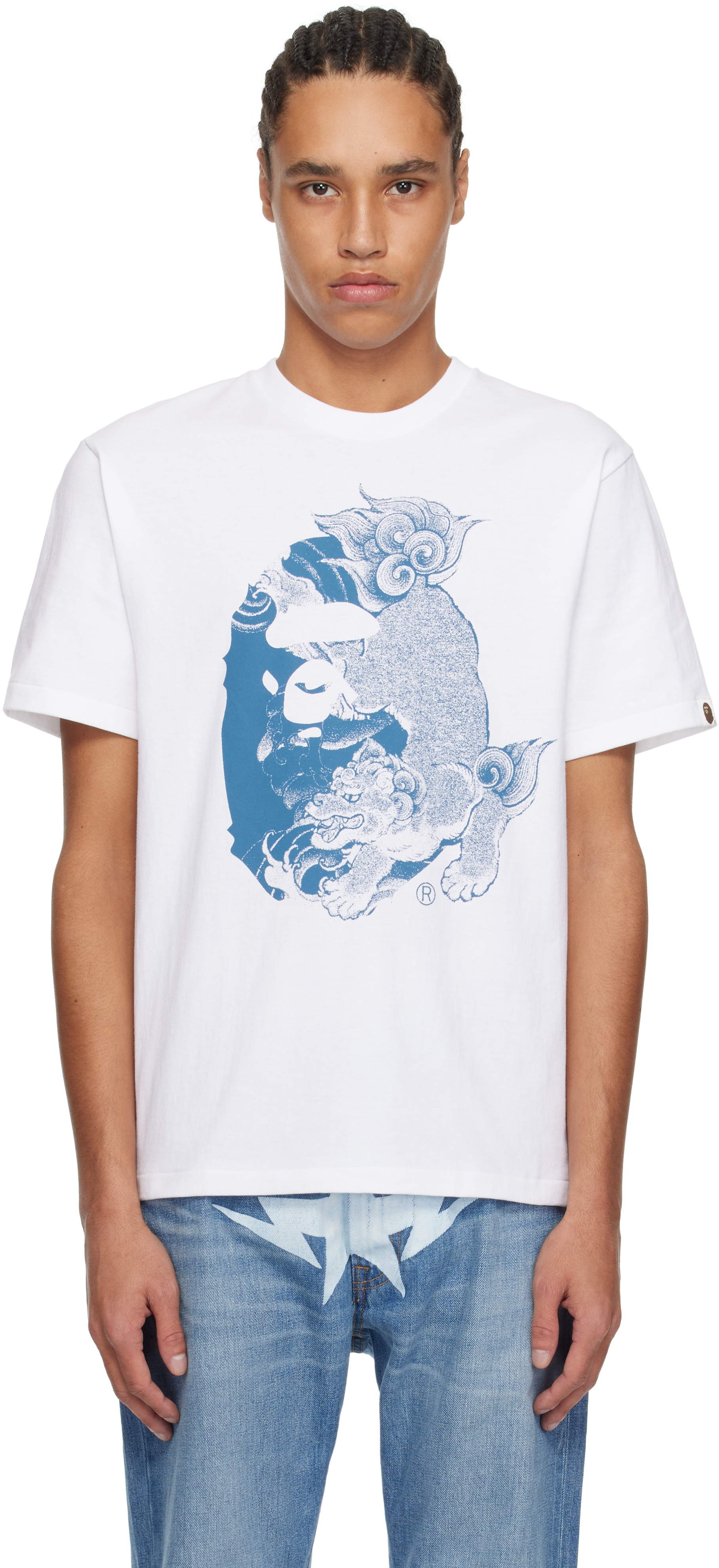 Navy Japanese Tattoo Big Ape Head T-shirt