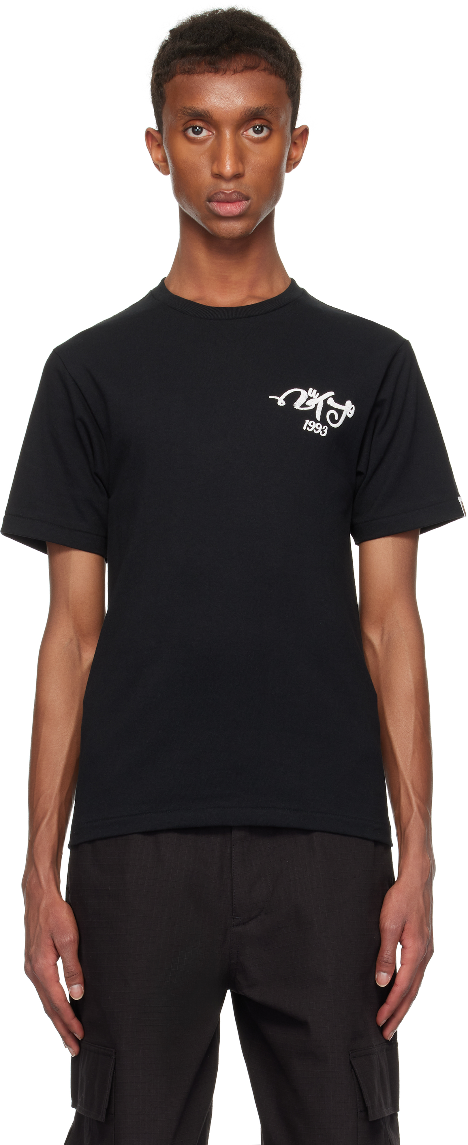 Black Embroidery Style Souvenir Logo T-shirt