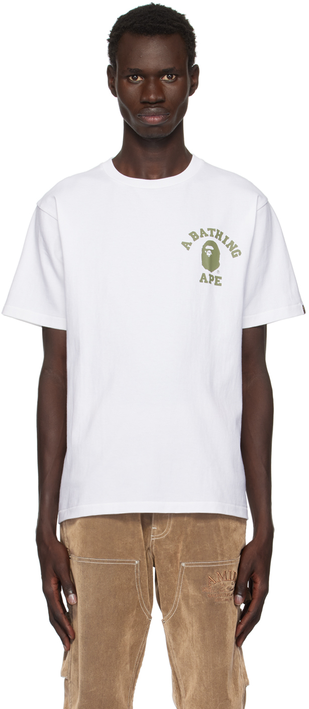 Shop Bape White 1st Camo College Ats T-shirt