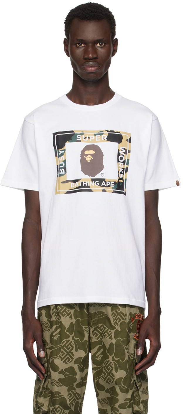 Shop Bape White 1st Camo 'super Busy Works' T-shirt