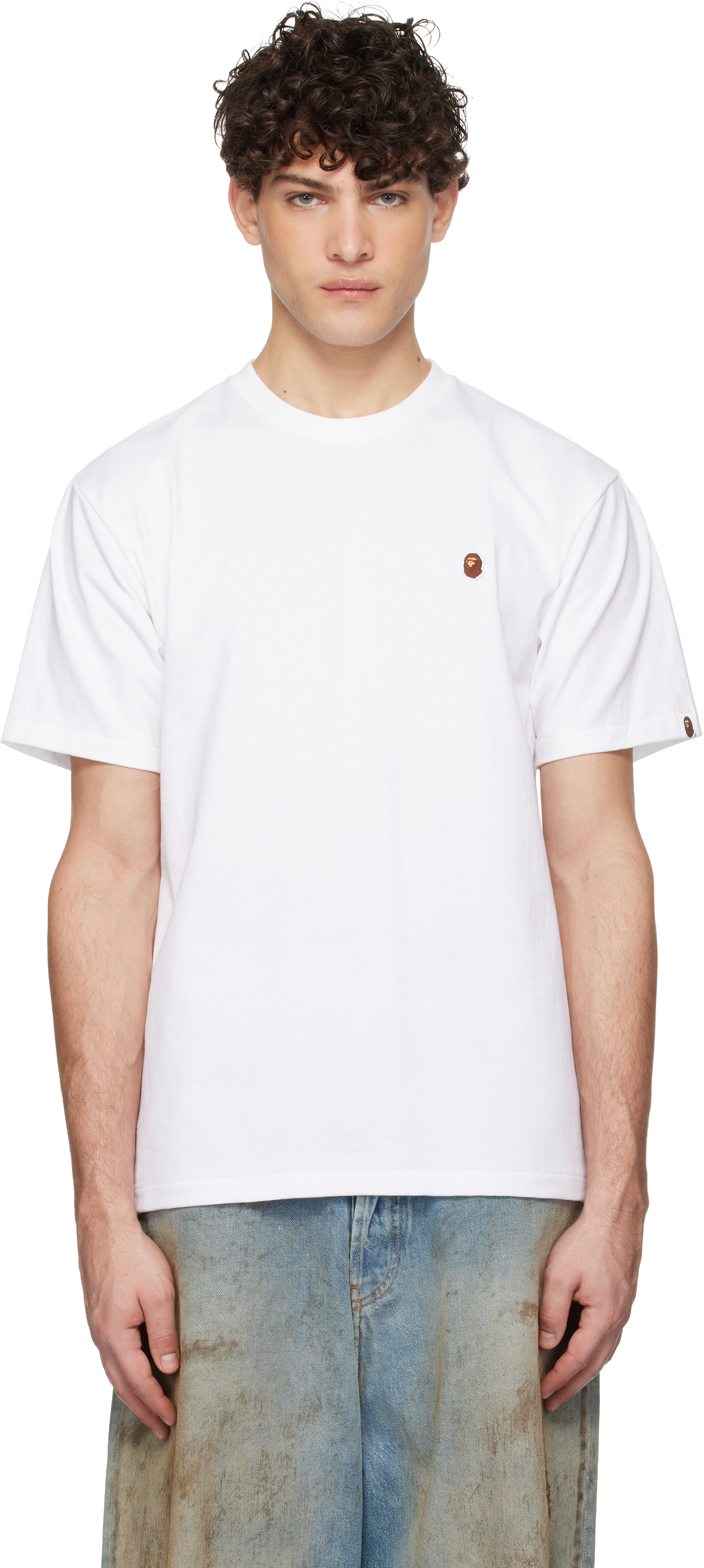 BAPE: White Ape Head One Point T-shirt | SSENSE