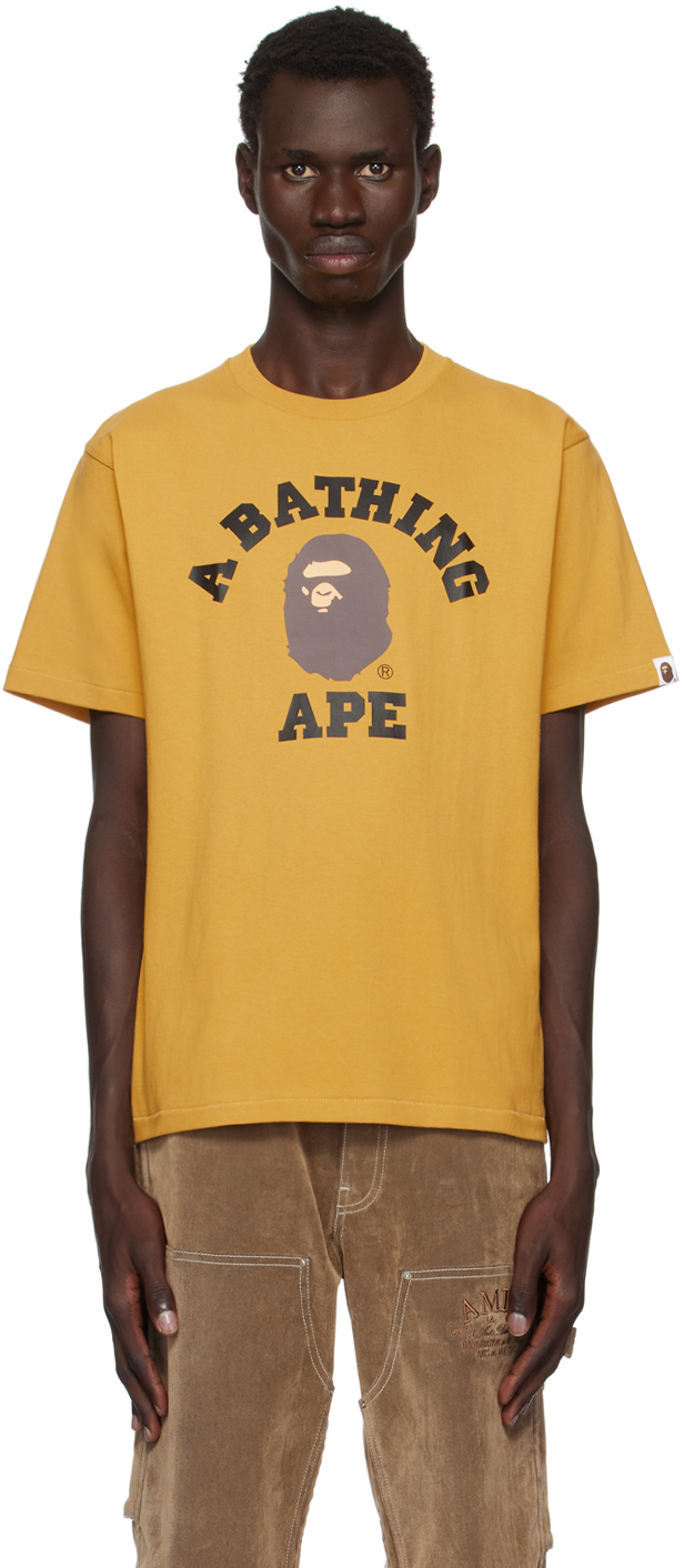 Shop Bape Yellow College T-shirt