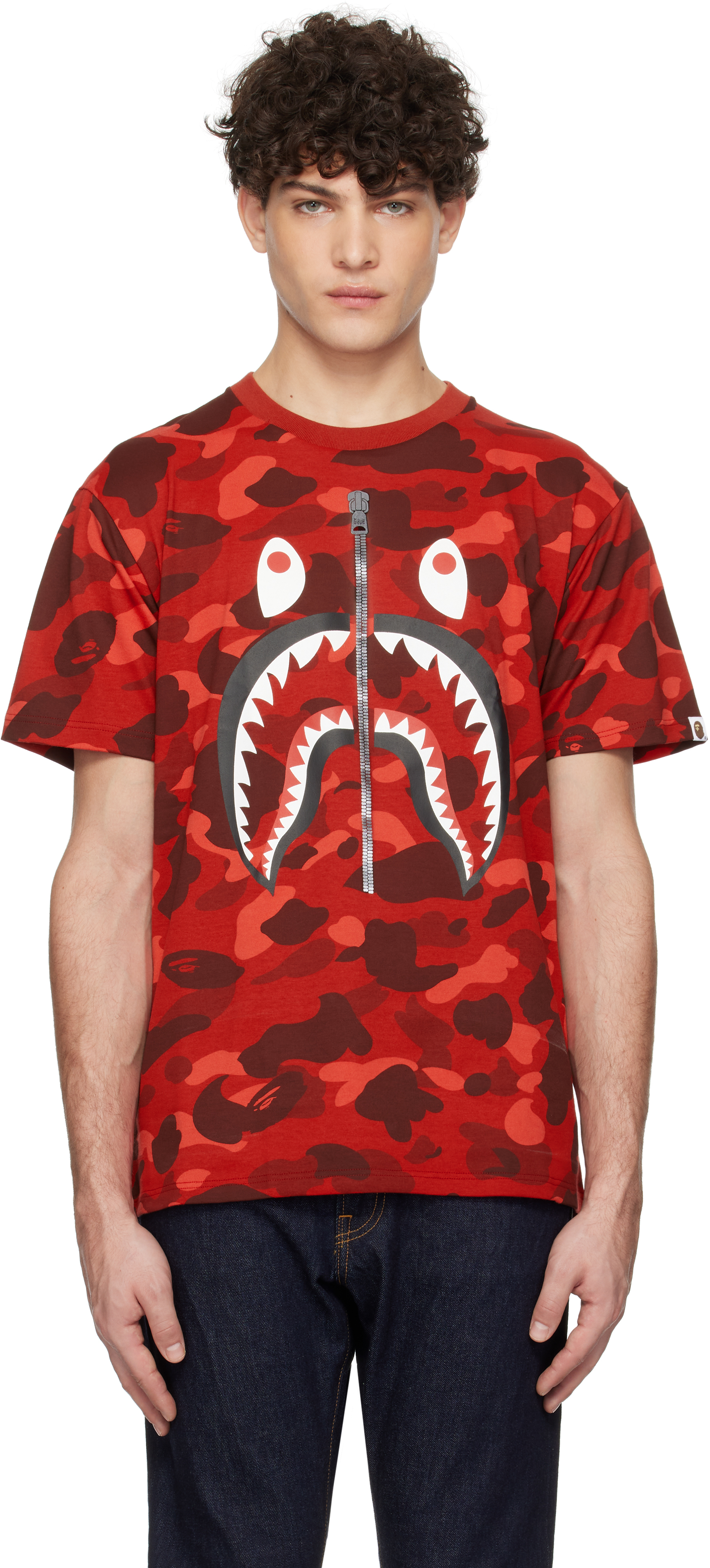 Bape shark shirt red hotsell