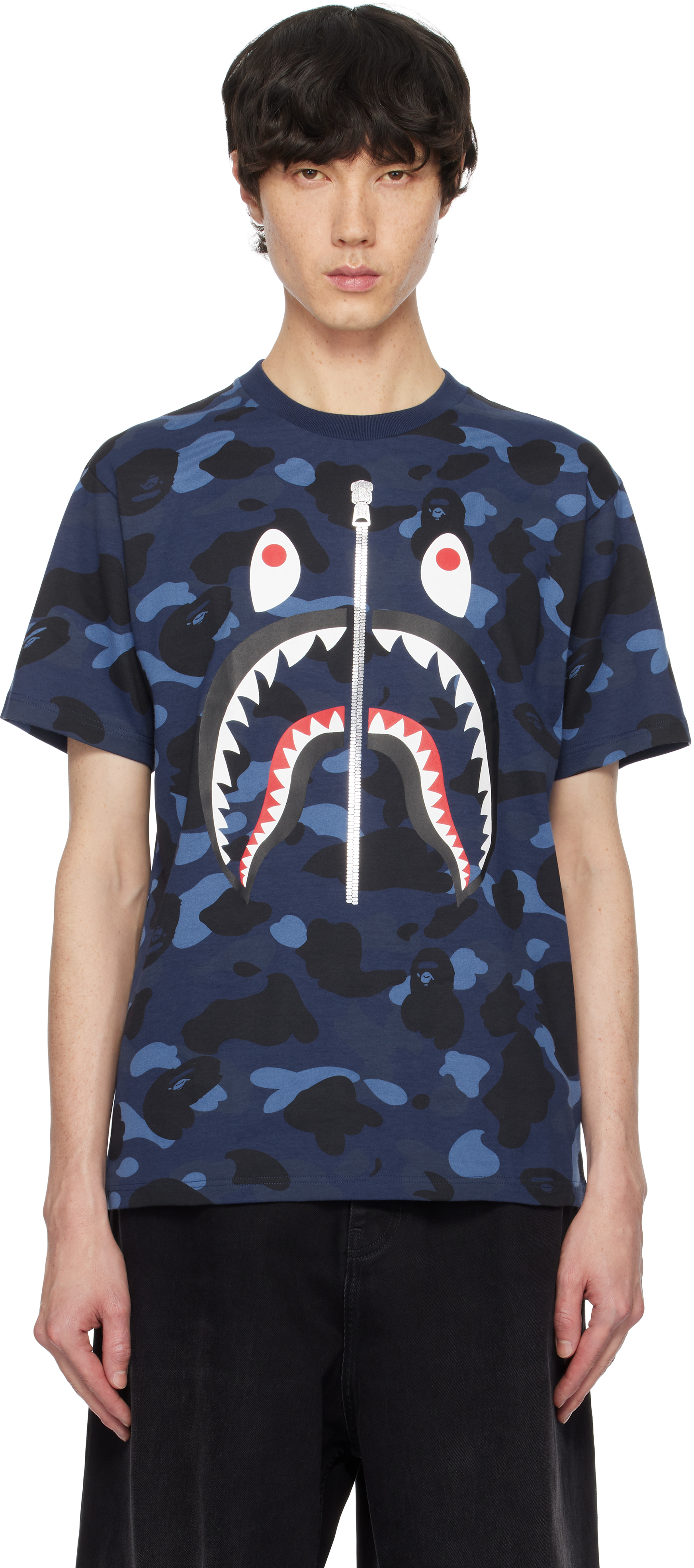 A Bathing Ape Colour Camo Shark Tee Navy