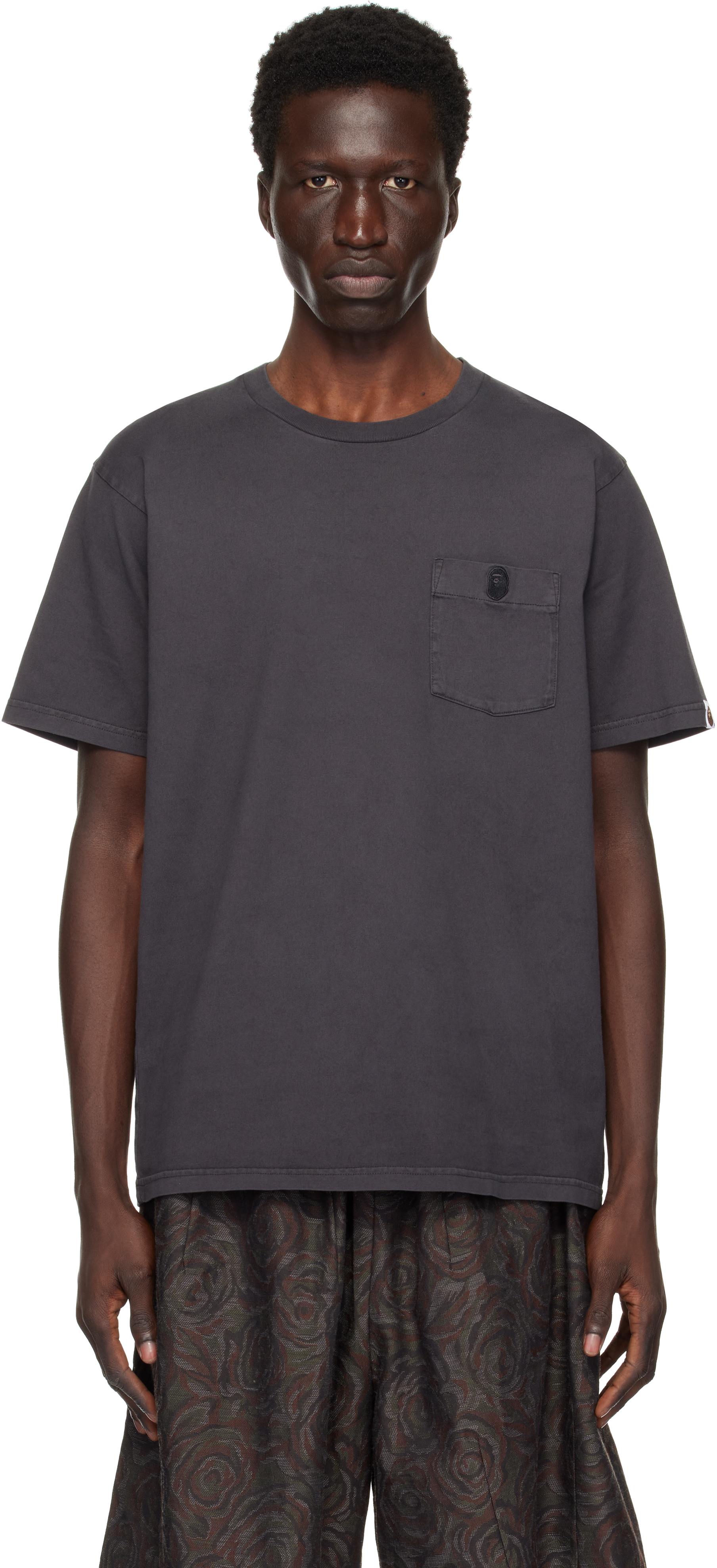 Black Garment Dye One Point Pocket T-shirt