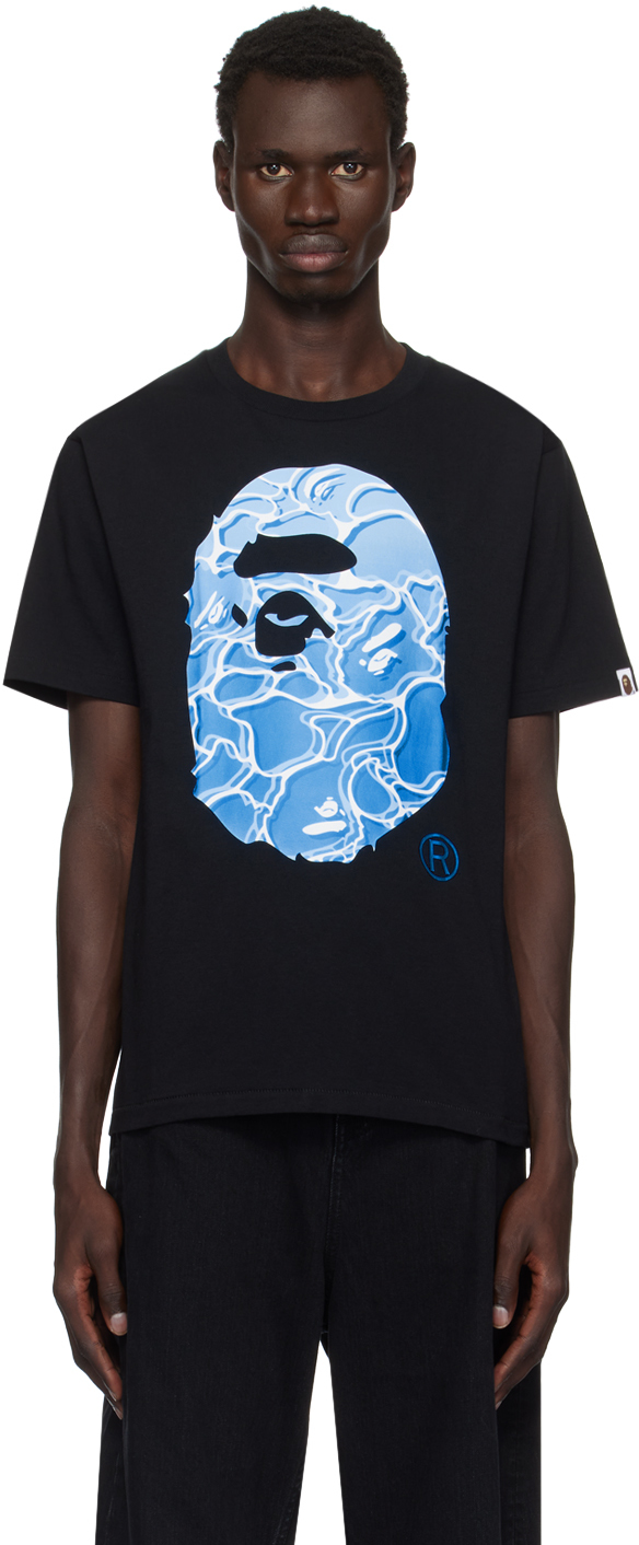 Shop Bape Black Abc Sea Surface Camo Ape Head T-shirt