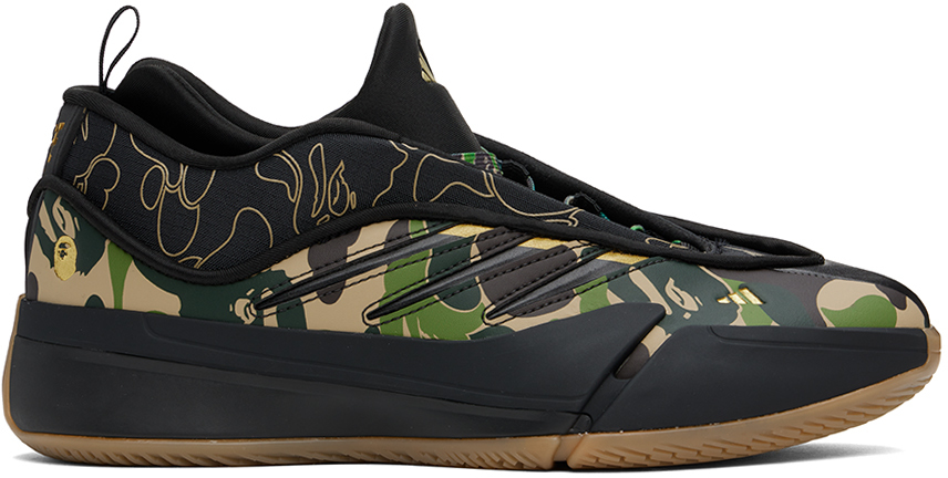 Shop Bape Black & Beige Adidas Originals Edition Dame 9 Low Sneakers In Core Black/core Blac