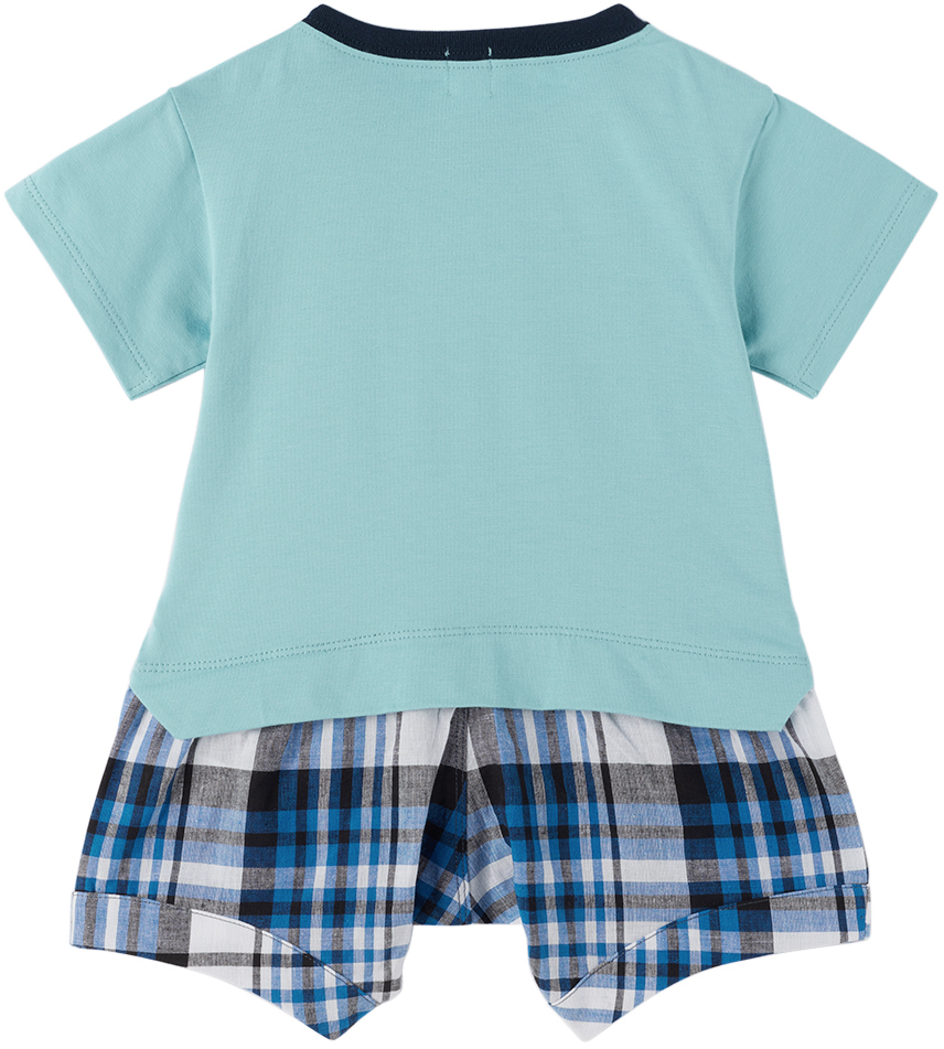 Bape Baby Blue Baby Milo Layered Romper In Sax