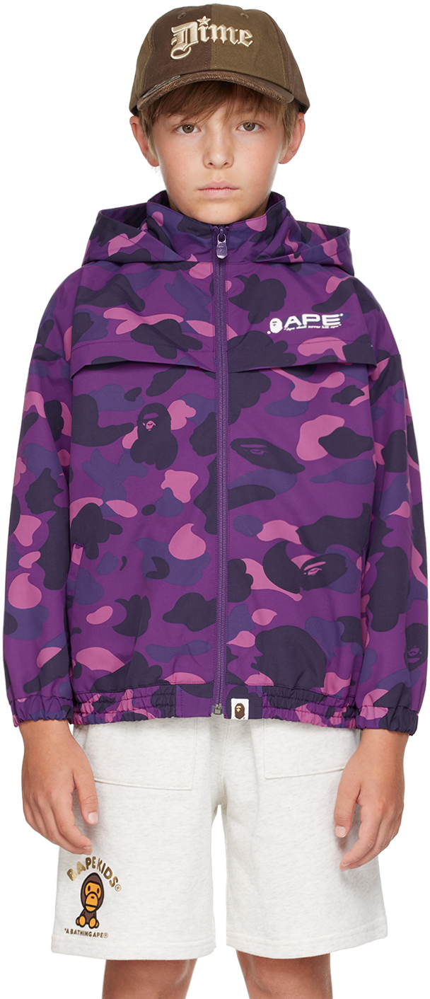 Shop Bape Kids Purple Color Camo Jacket