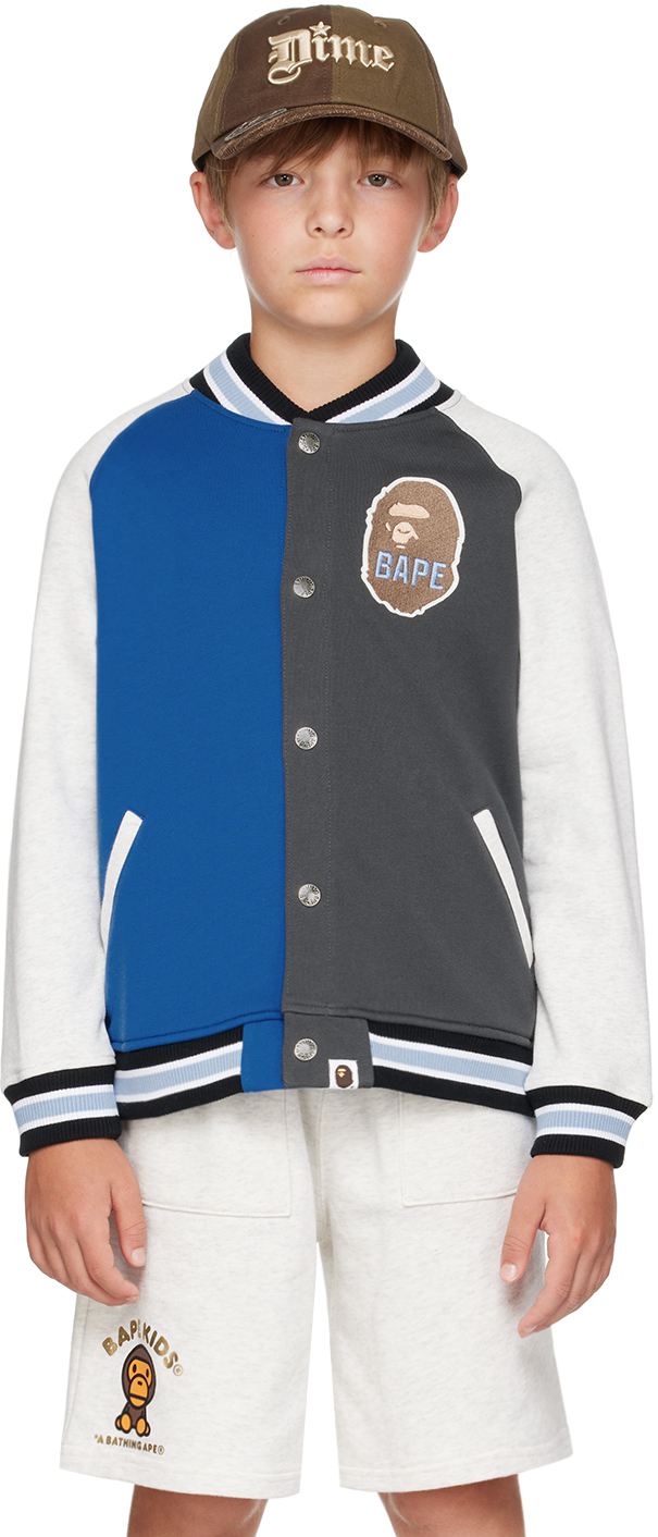 Shop Bape Kids Multicolor Ape Head Bomber Jacket In Charcoal