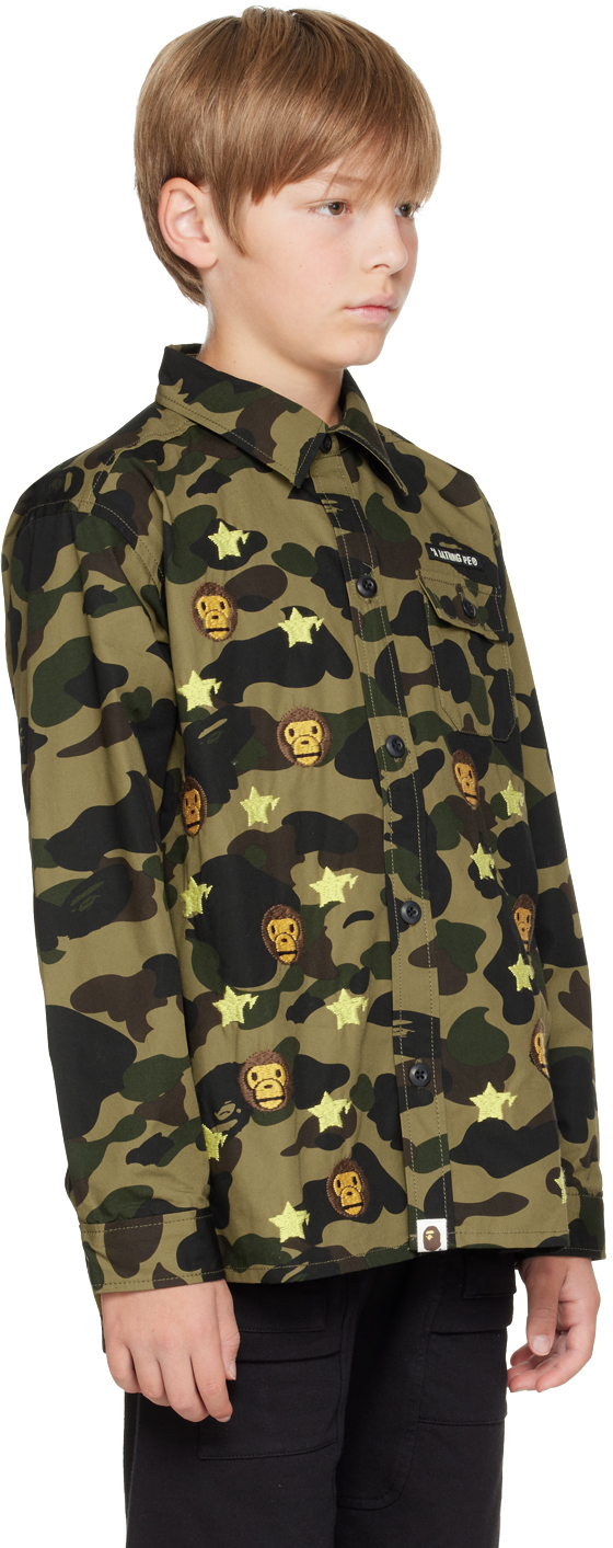 BAPE KIDS GREEN 1ST CAMO BABY MILO STA SHIRT