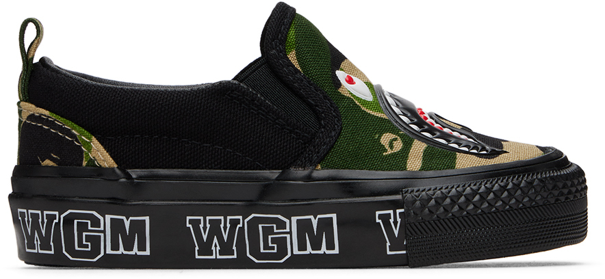 Bape Kids Green & Black Abc Camo Shark Sneakers