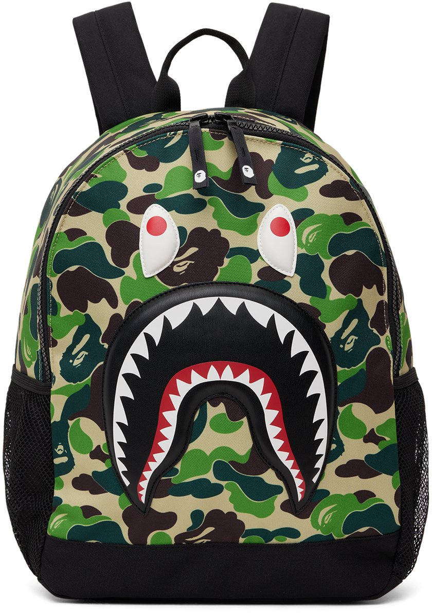 Shop Bape Kids Green Abc Camo Shark Backpack