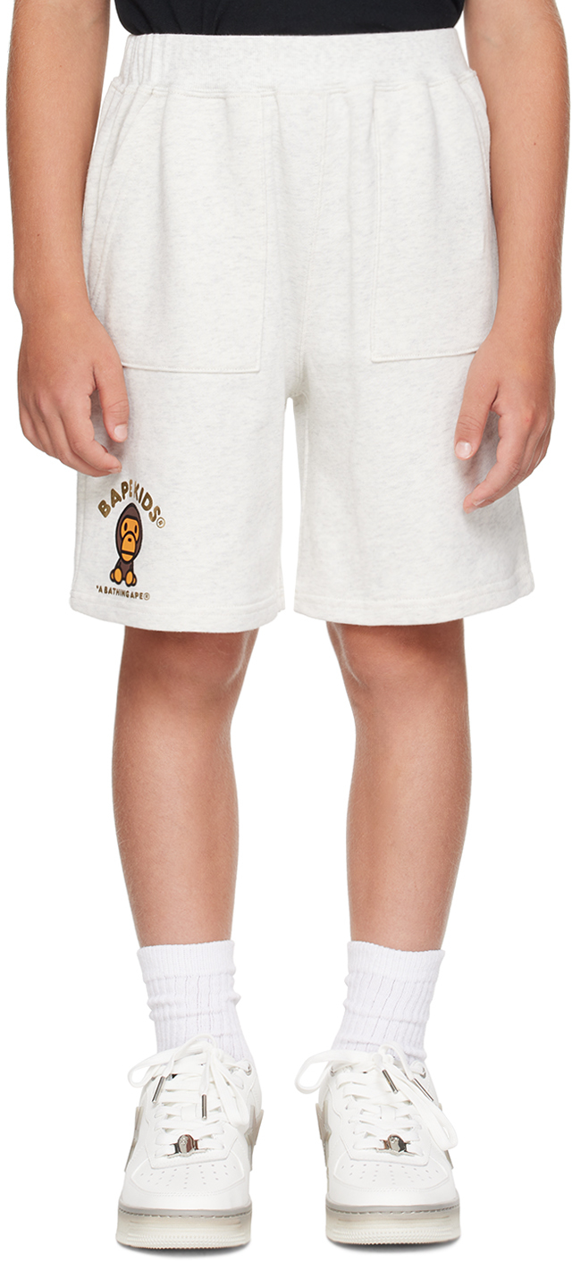 Kids Gray Baby Milo Foil Print Shorts by BAPE SSENSE Canada