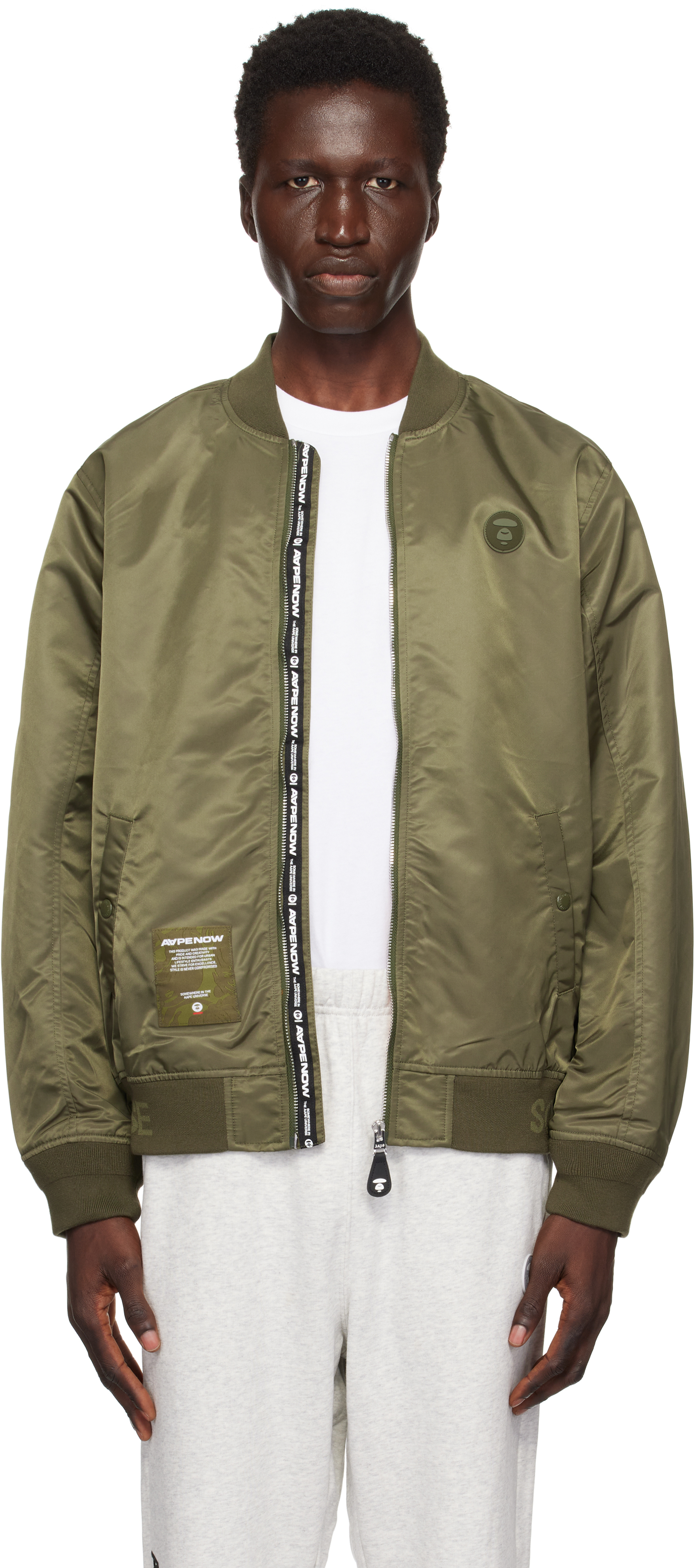 Khaki 'AAPE Now' MA-1 Bomber Jacket