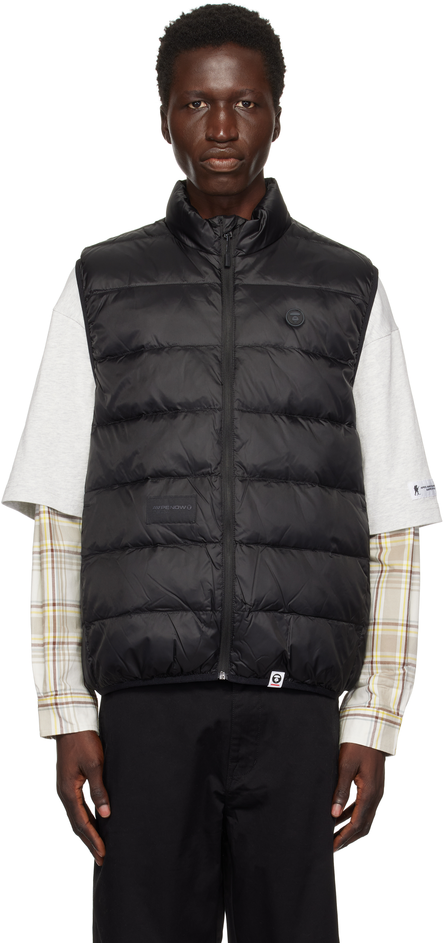 Aape By A Bathing Ape Black 'aape Now' Down Vest In Bkx Black