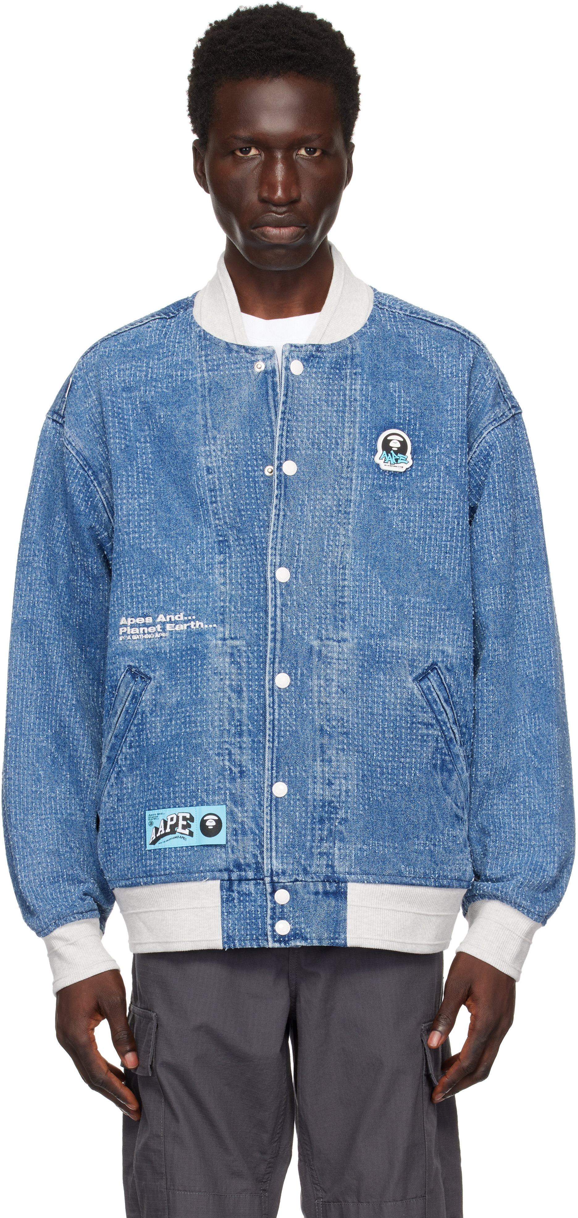 Blue Lightweight Denim Bomber Jacket