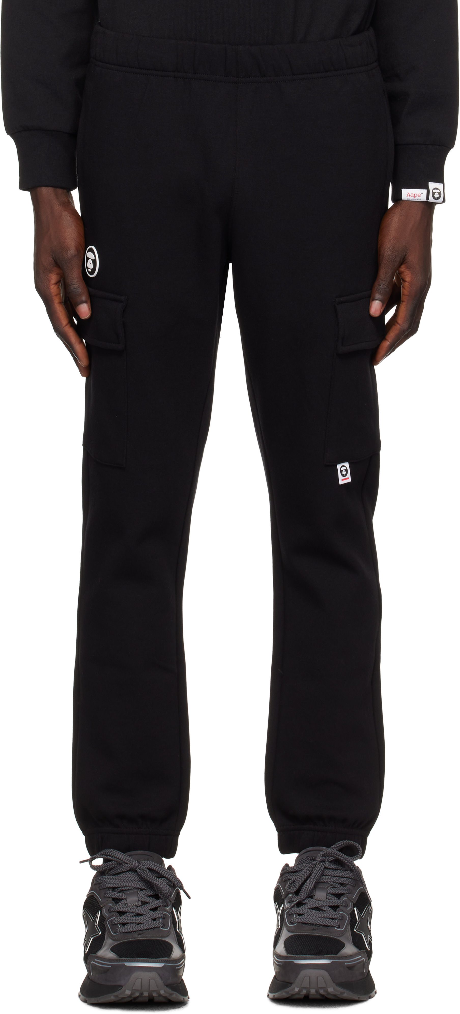 Black 'AAPE Now' Sweat Cargo Pants