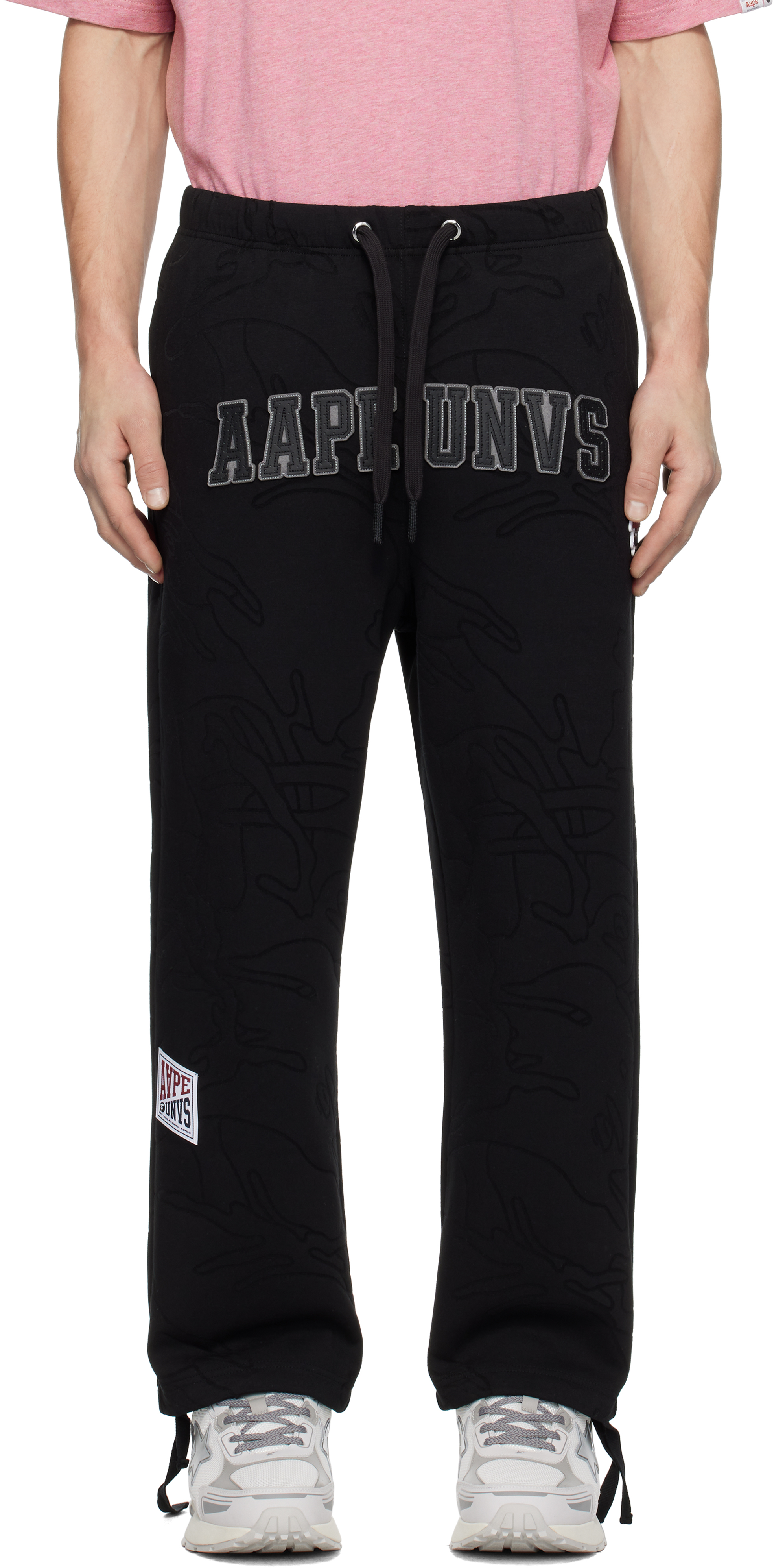 Black 'AAPE UNVS' Moonface Logo Sweatpants