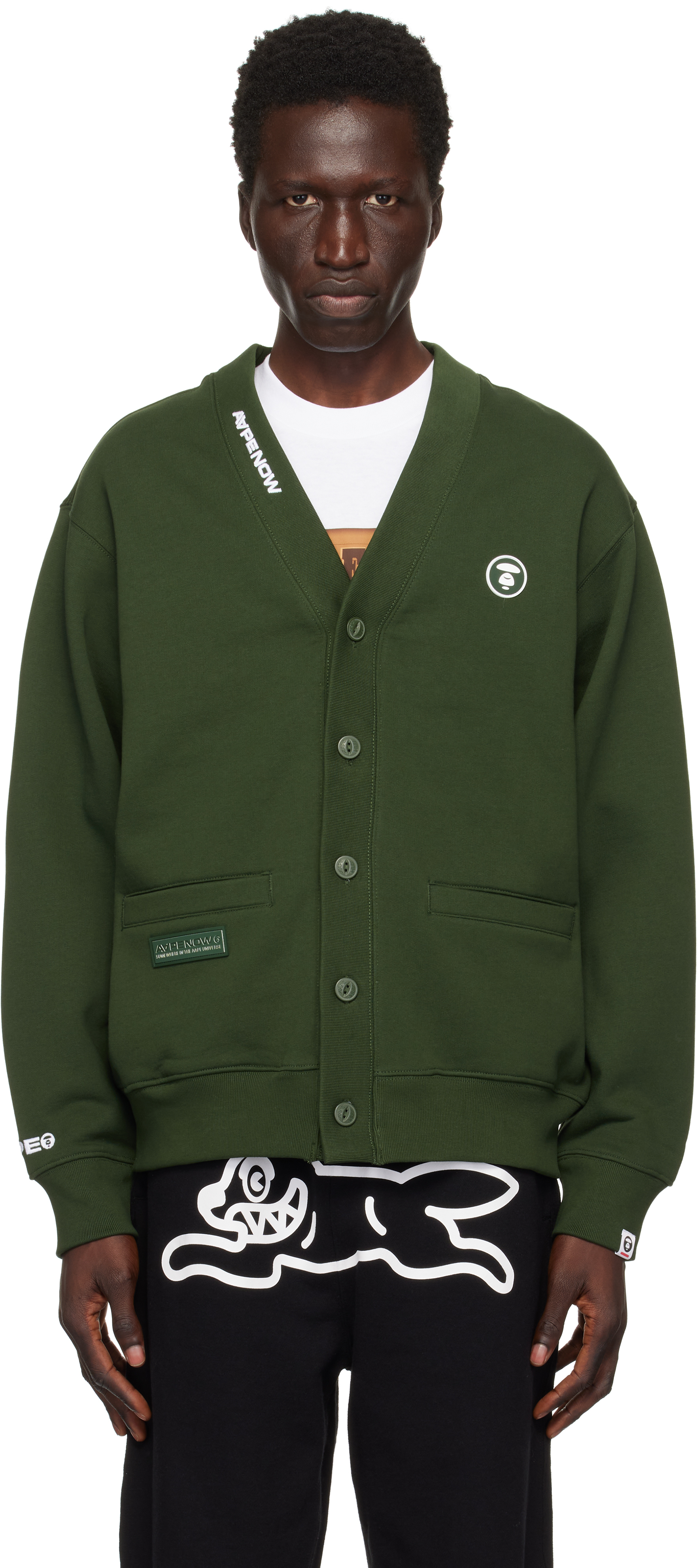 Green 'AAPE Now' Sweat Cardigan