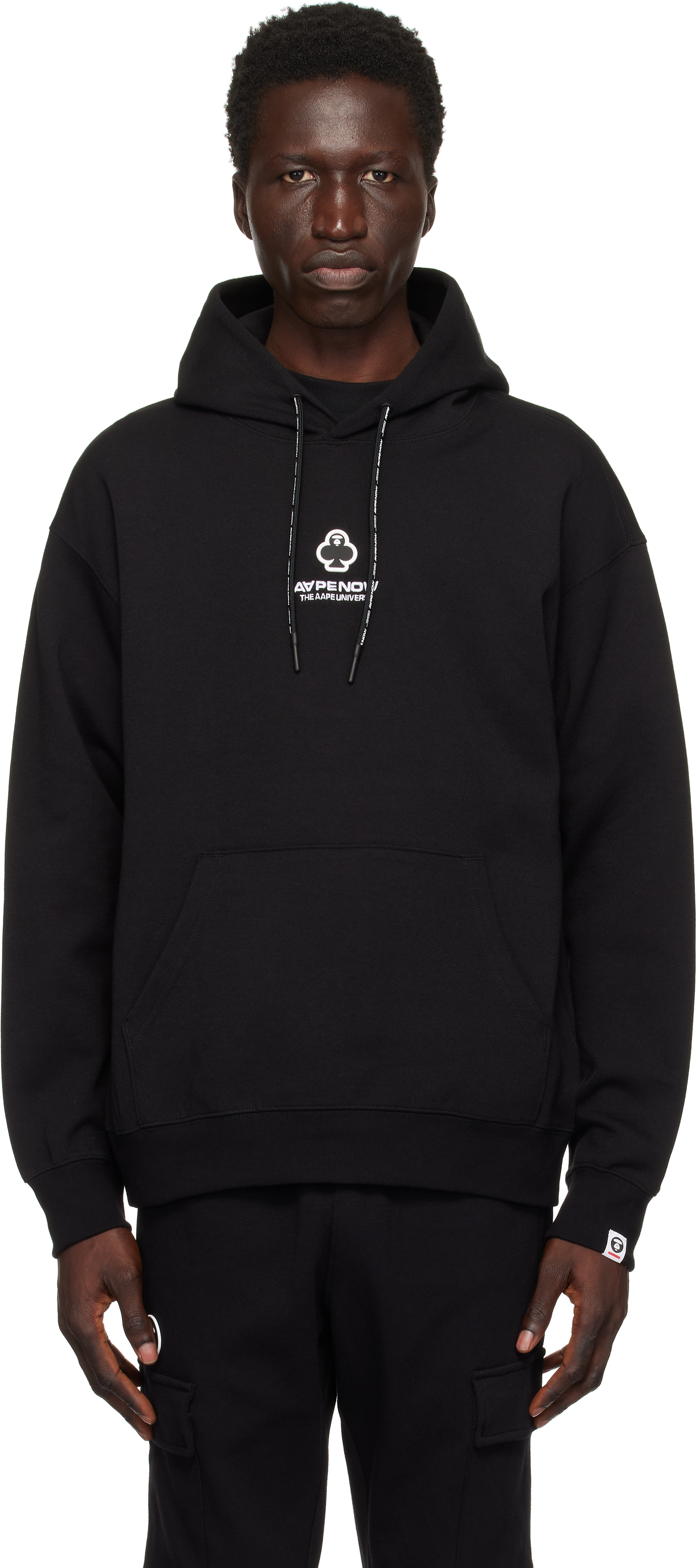 Black 'AAPE Now' Clover Pullover Hoodie by AAPE by A Bathing