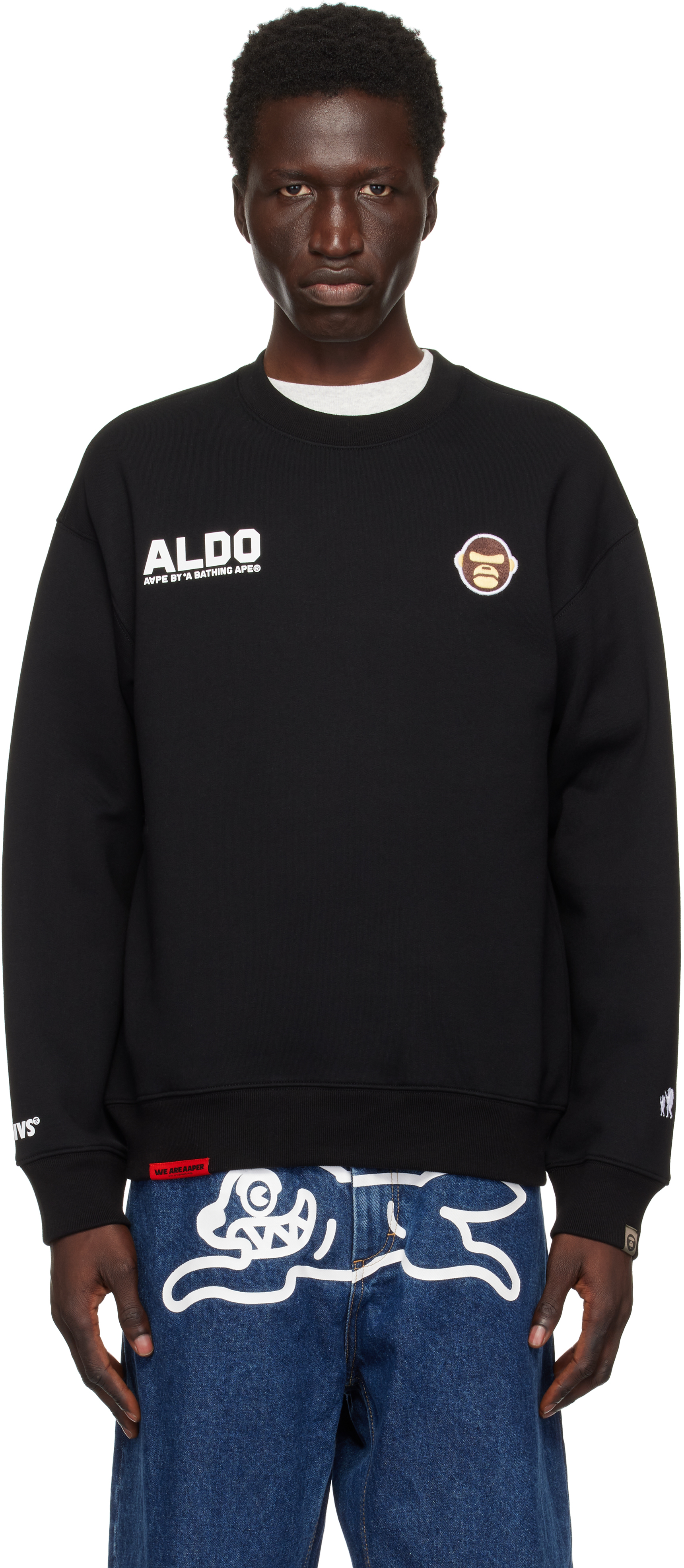 AAPE BY A BATHING APE BLACK 'AAPER ALDO' SWEATSHIRT 