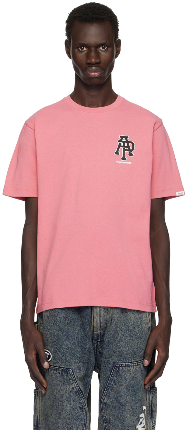 Shop Aape By A Bathing Ape Pink Logo Short Sleeve T-shirt In Pkx Pink