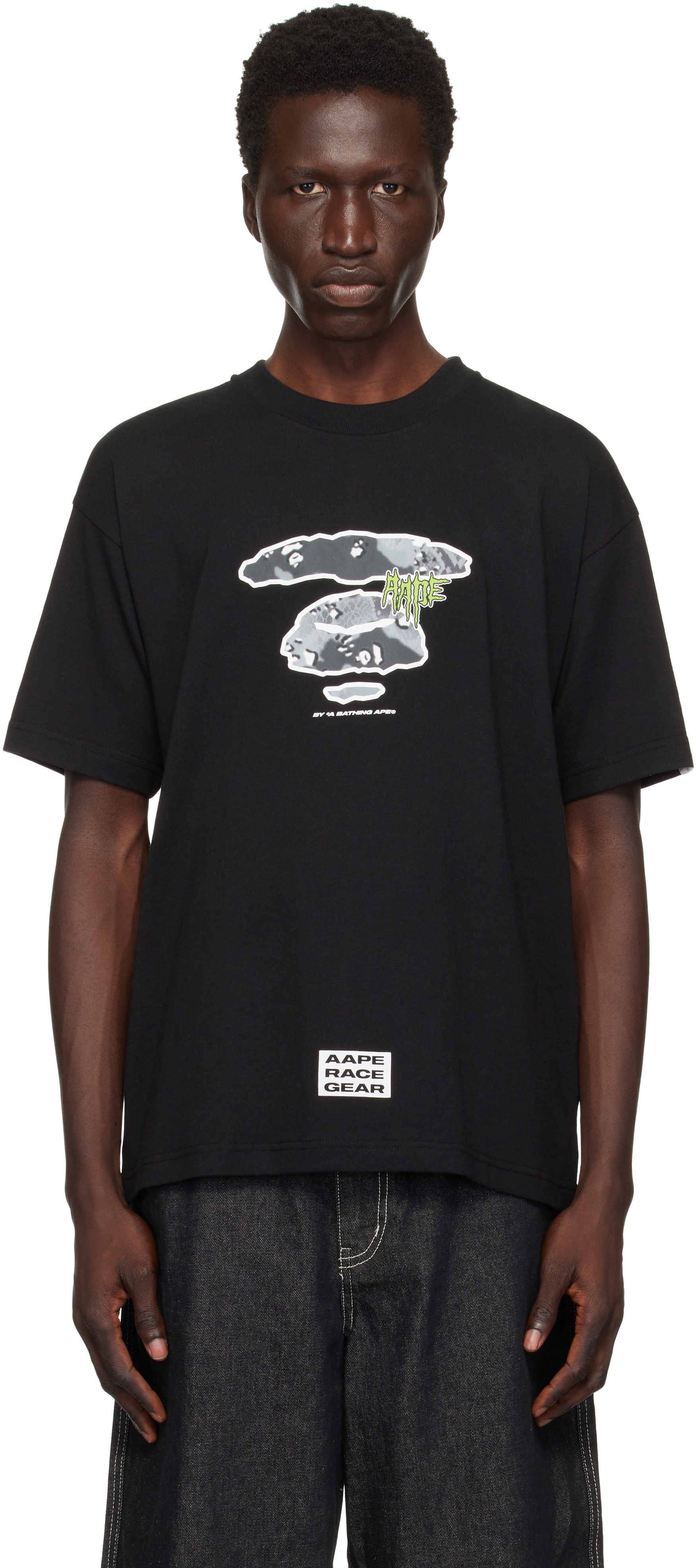 Shop Aape By A Bathing Ape Black Theme Main T-shirt In Bkx Black