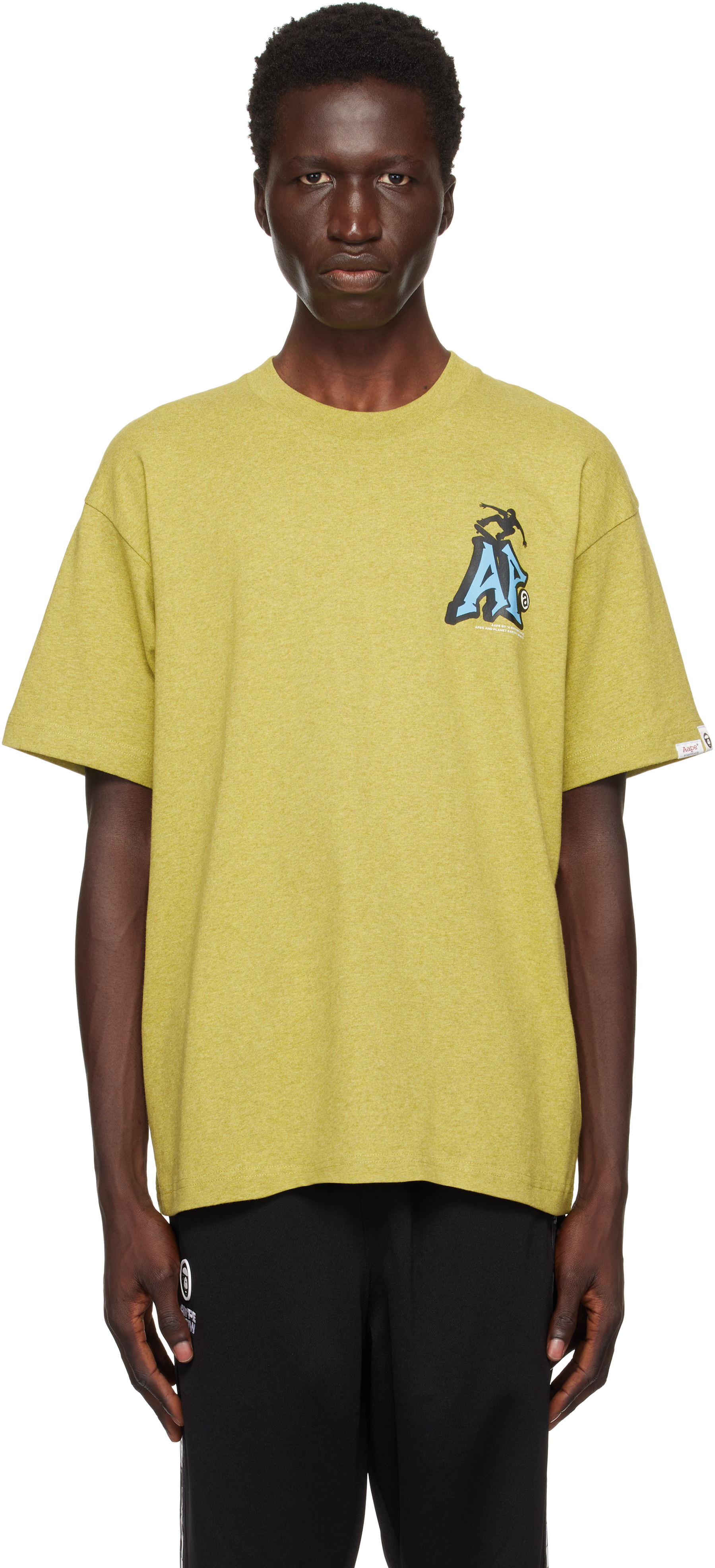 AAPE BY A BATHING APE GREEN THEME MAIN T-SHIRT 