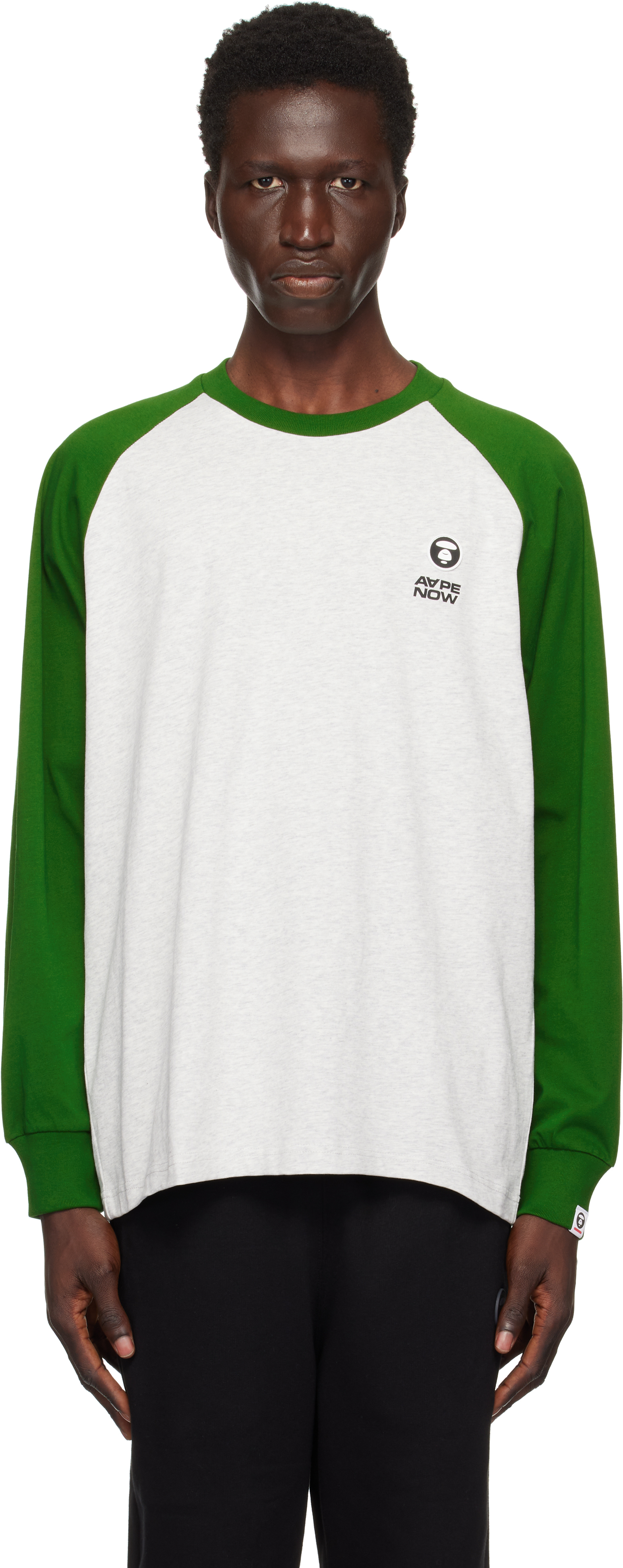 Gray & Green Moonface Logo Raglan T-shirt