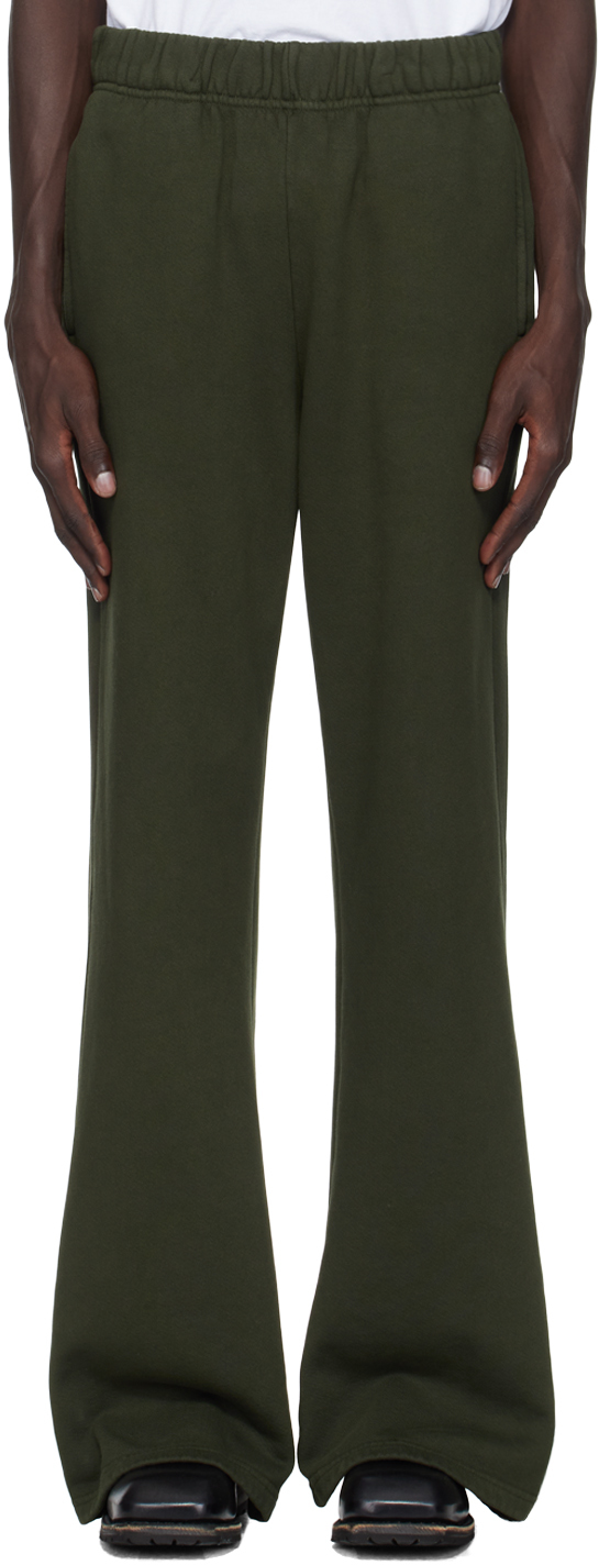 Les Tien Green Heavyweight Bell Bottom Sweatpants In Forest