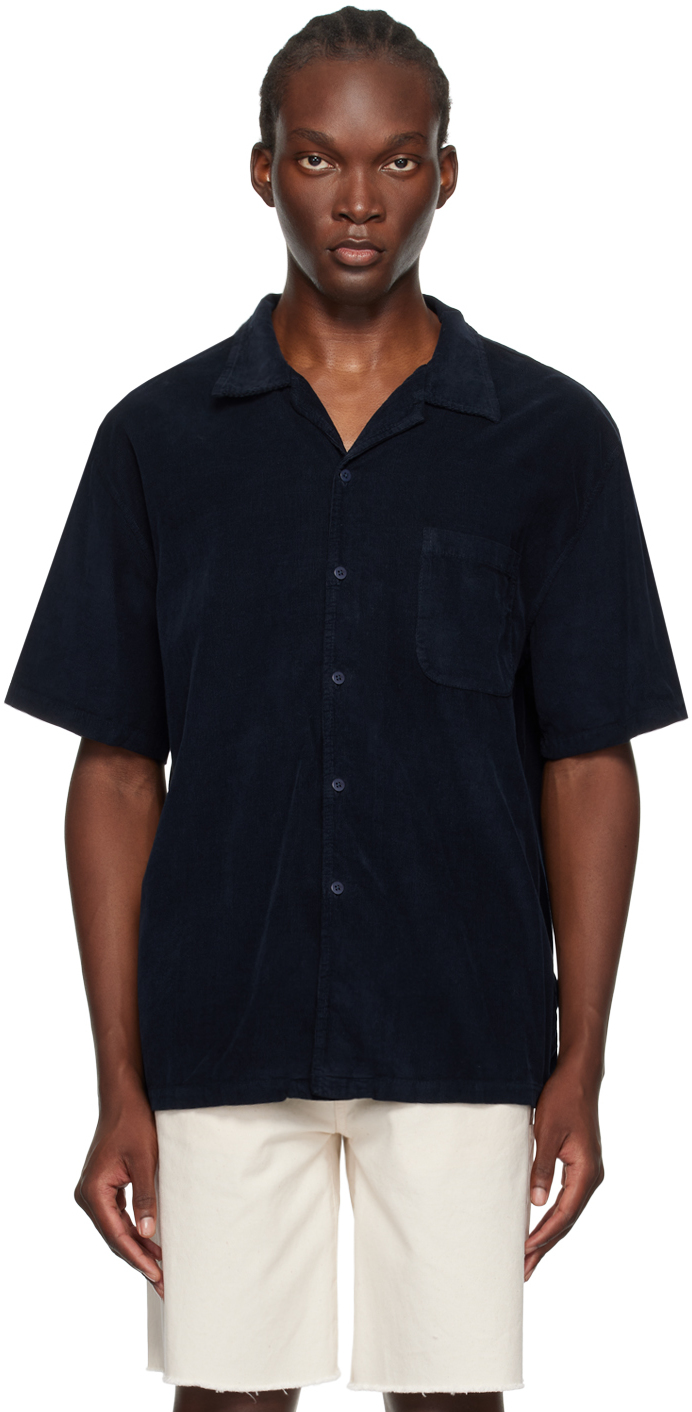 Shop Les Tien Navy Relaxed Shirt