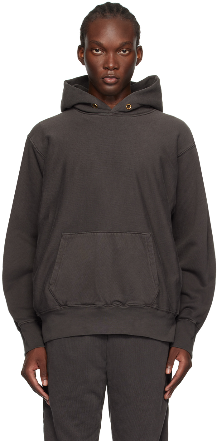 Shop Les Tien Gray Heavyweight Hoodie In Vintage Black