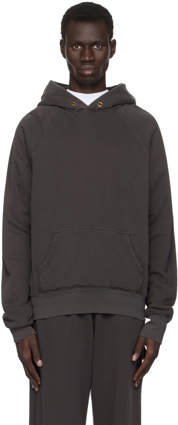 Les Tien Black Classic Raglan Hoodie In Vintage Black