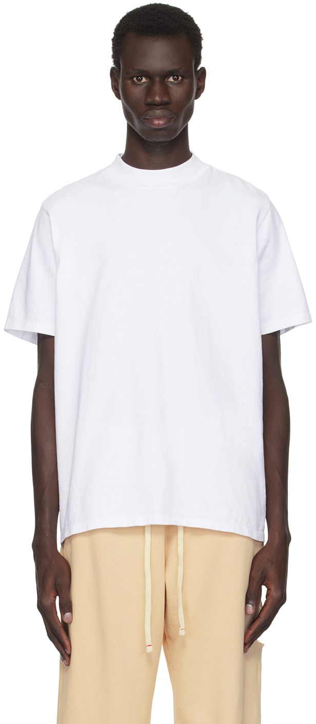 White Heavyweight Mock Neck T-shirt