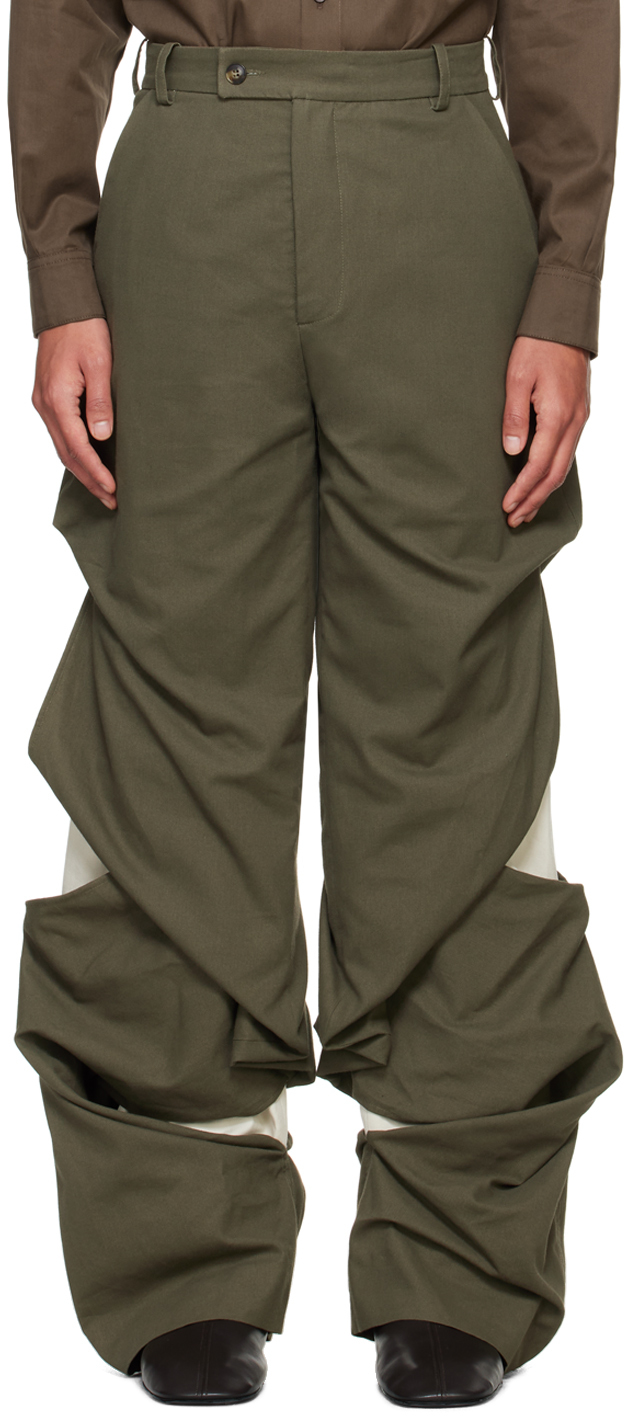 Khaki & Off-White Snake Trousers