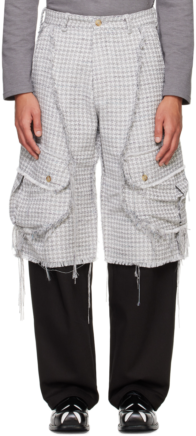 Black & White Layered Pouch Cargo Pants