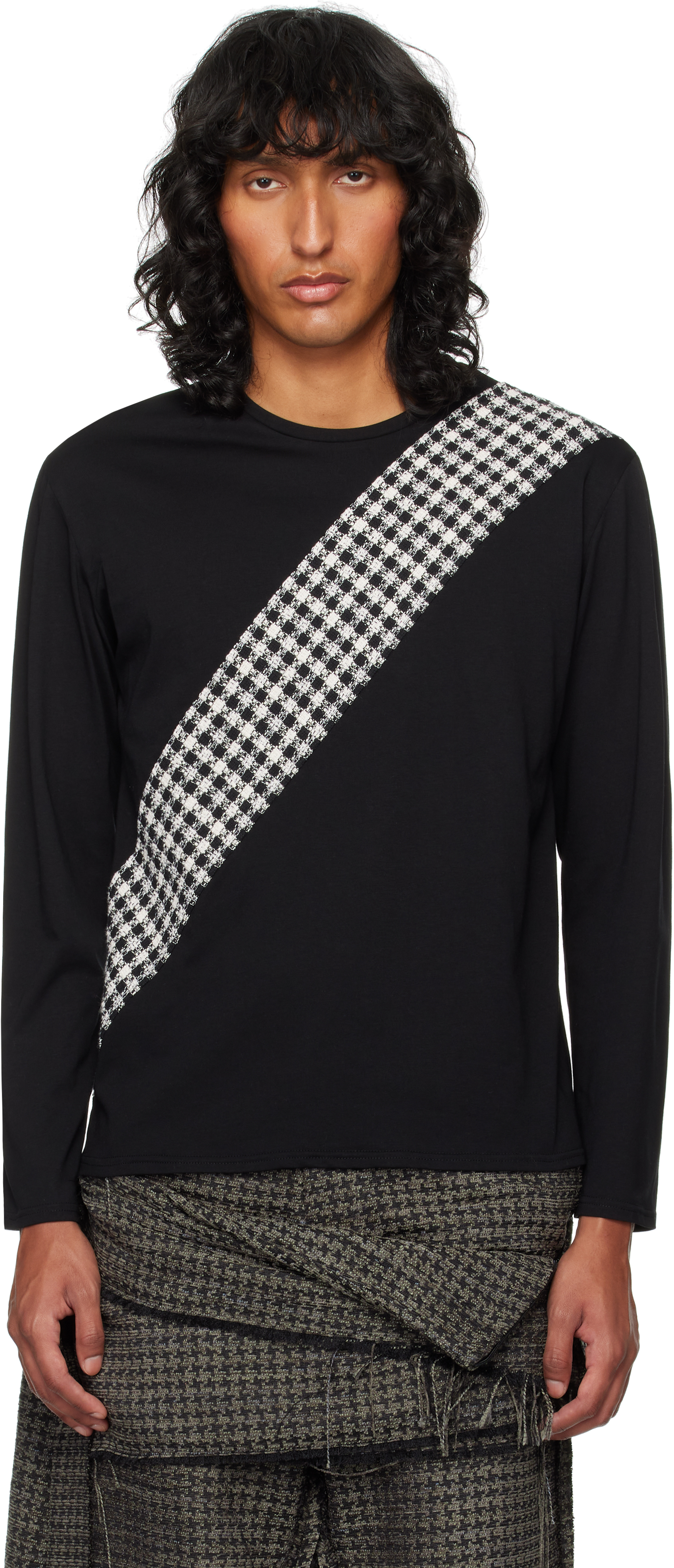 Shop Strongthe Black & White Sach T-shirt In Black / Black Check