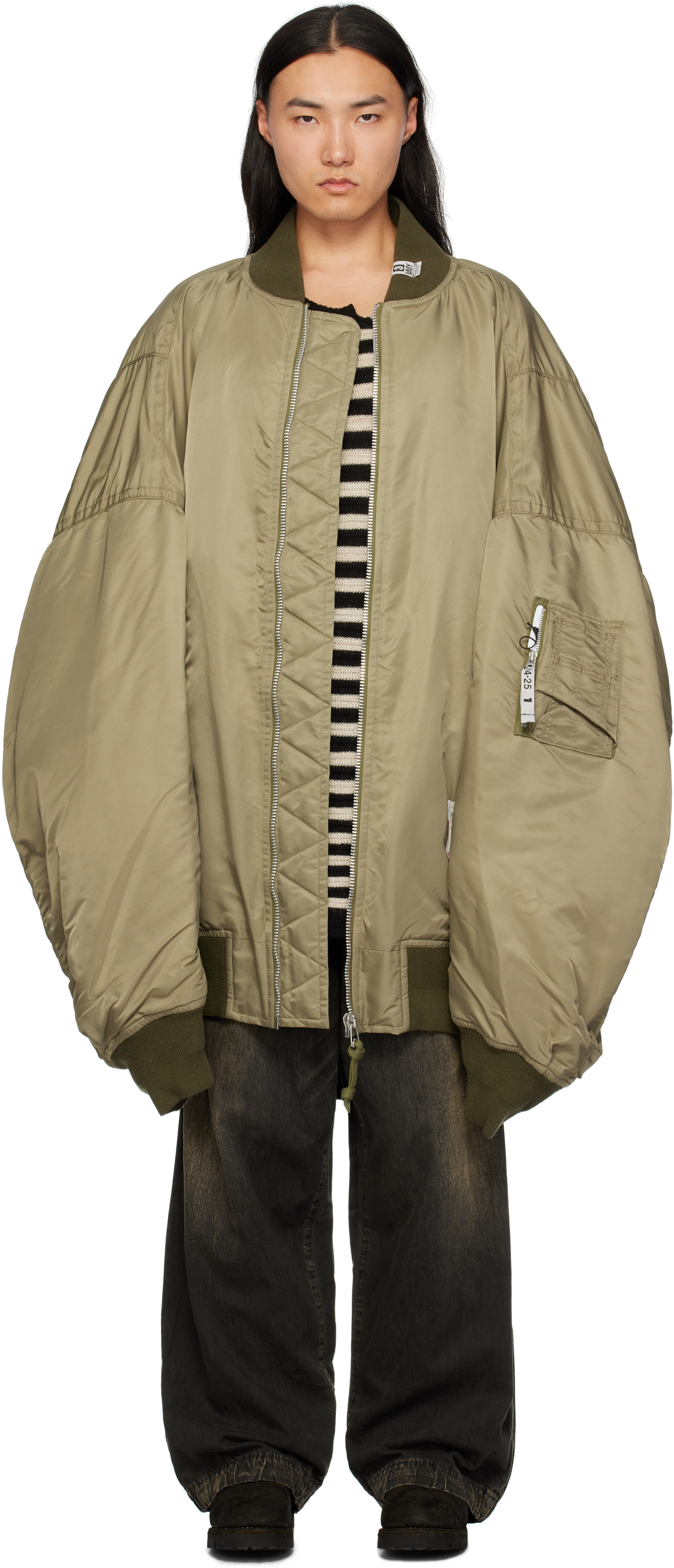 Khaki Huge Flight Bomber Jacket