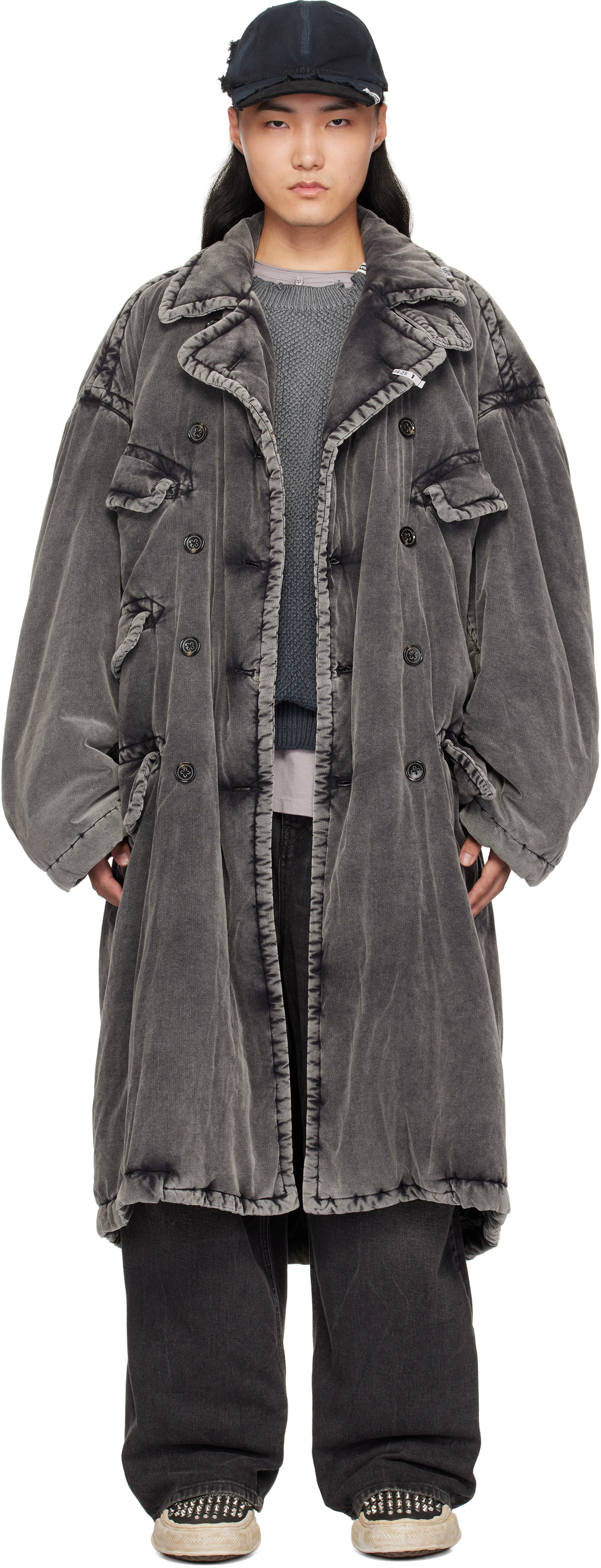 Gray Puffer Corduroy Coat