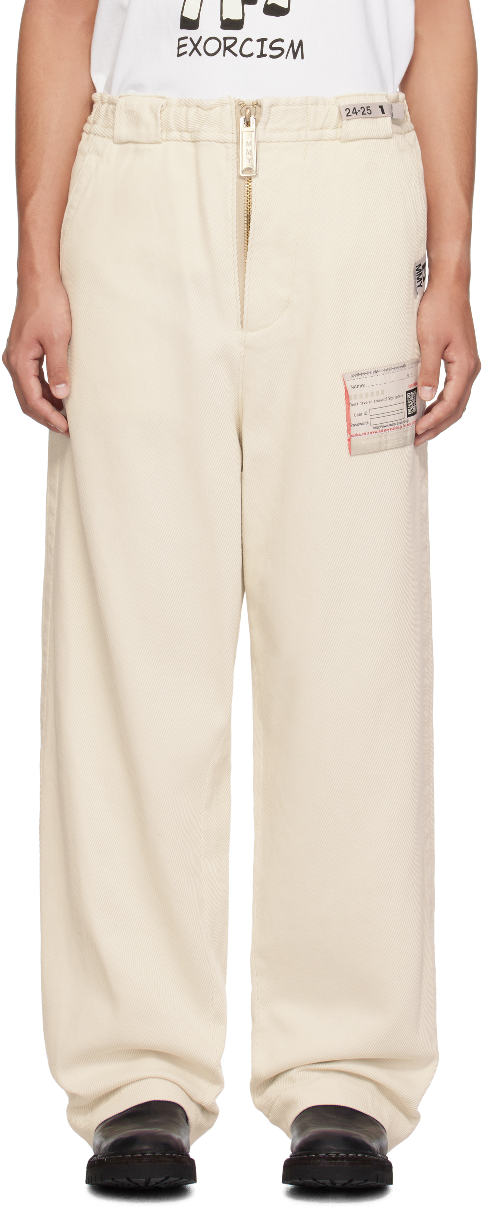 Shop Miharayasuhiro Beige Amateur Sewn Wide Trousers In Ivory