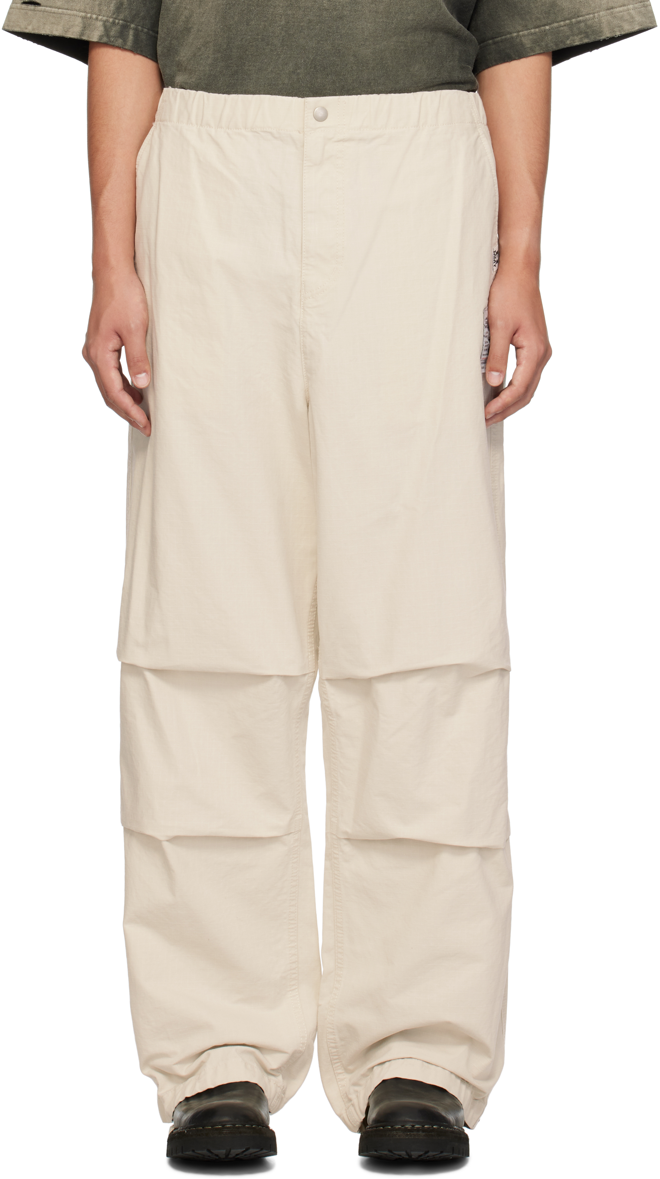 Shop Miharayasuhiro Beige Ripstop Parachute Trousers In White