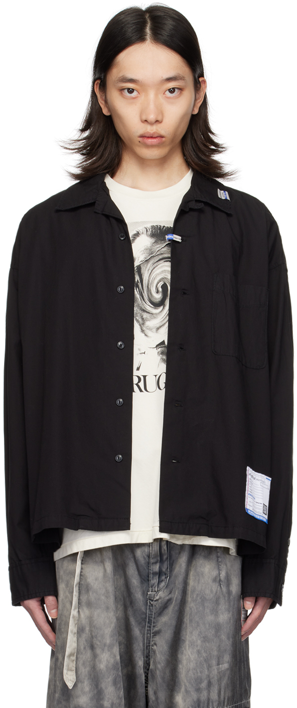 Shop Miharayasuhiro Black Wide Back Shirt