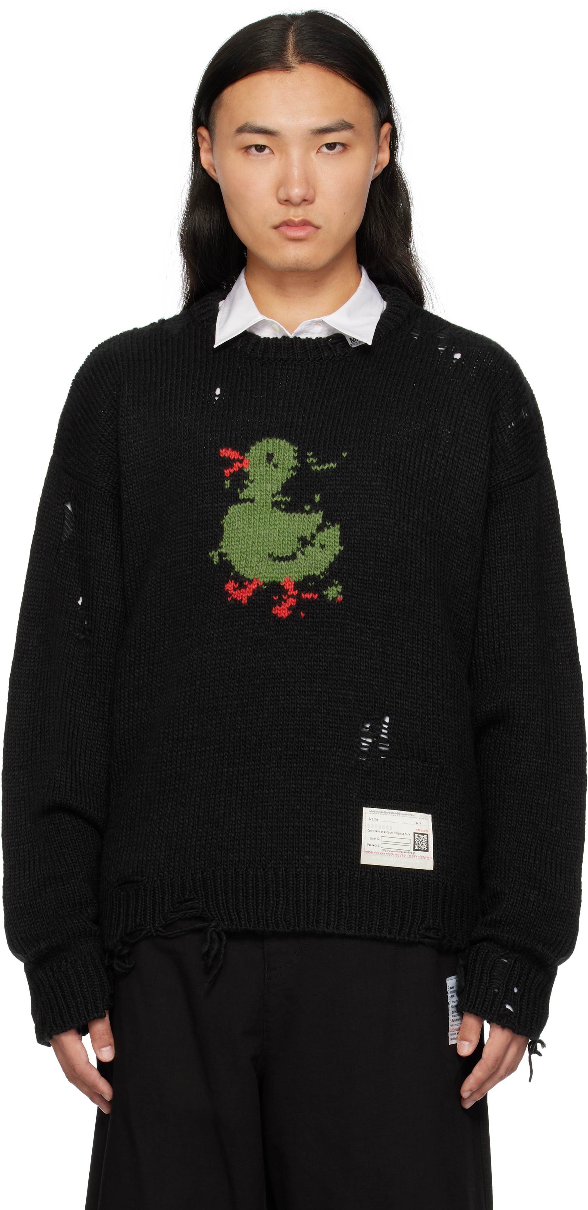 Shop Miharayasuhiro Black Duck Knit Sweater