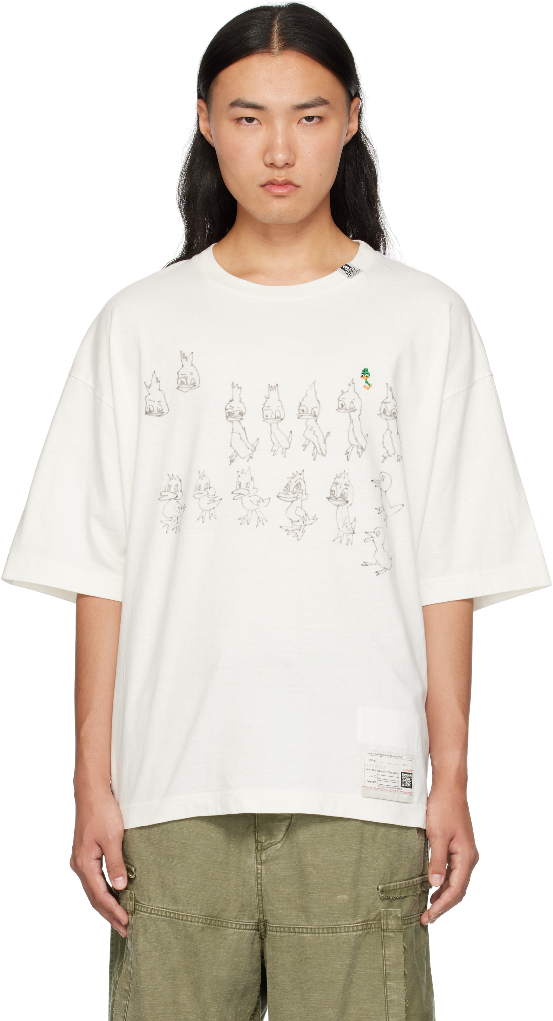 Shop Miharayasuhiro White Ducks Printed T-shirt