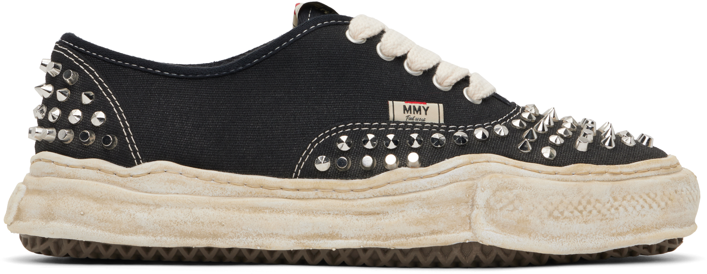 Black Baker OG Sole Studded Canvas Low-Top Sneakers