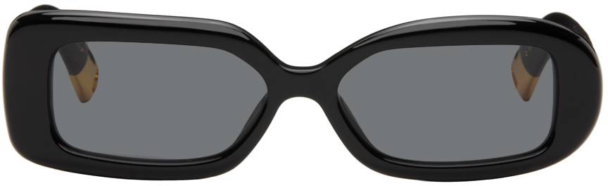 Shop Jacquemus La Casaコレクション ブラック Les Lunettes Rond Carré サングラス In 990 Black