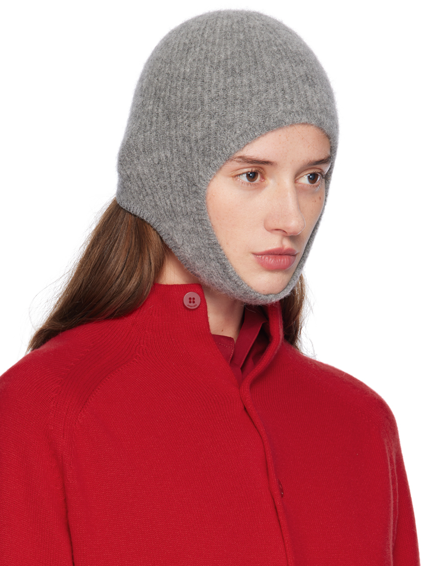 Jacquemus Rib Knitted Hood In 970 Dark Grey