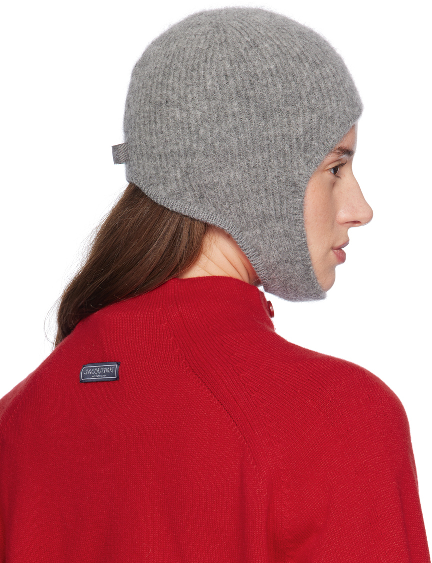 Jacquemus Rib Knitted Hood In 970 Dark Grey