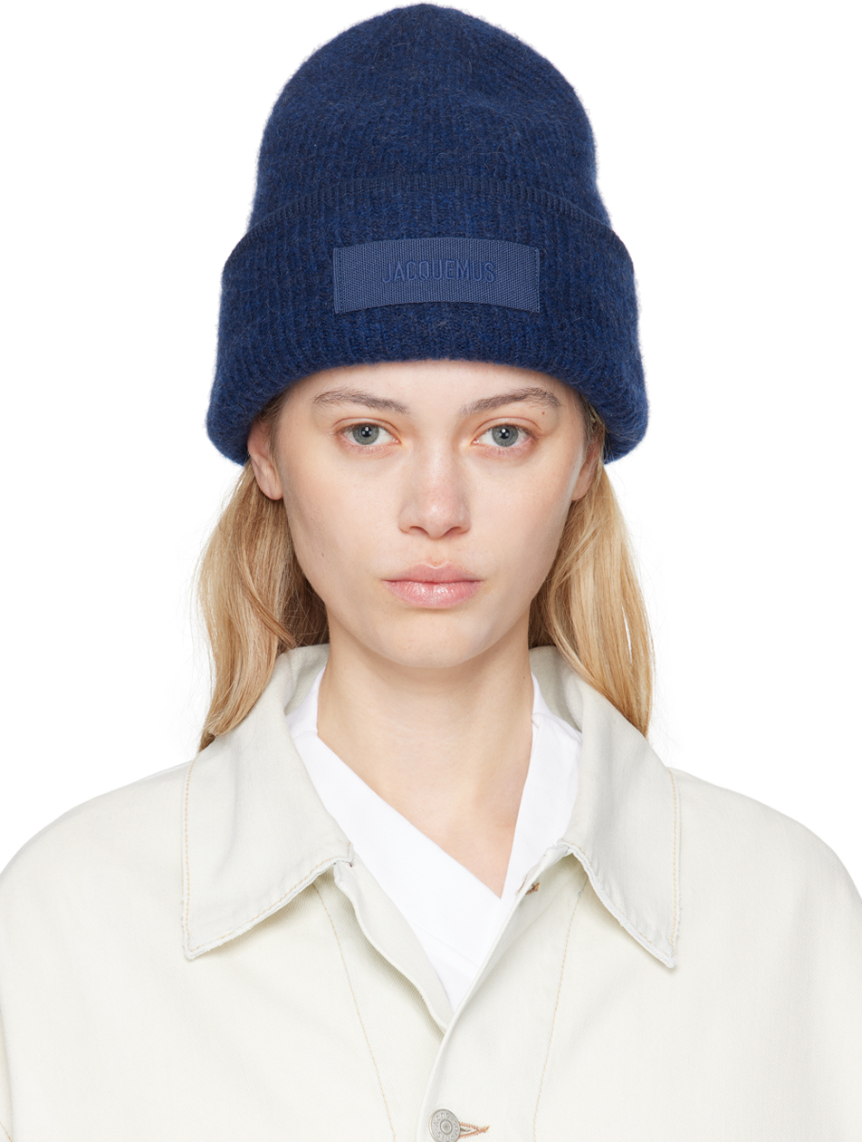 Shop Jacquemus Navy 'le Bonnet Gros Grain' Beanie In 380 Navy